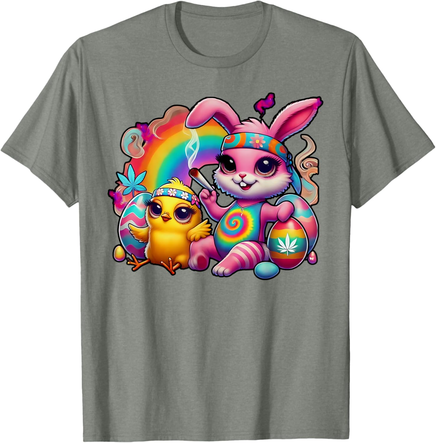 Stoned Easter Bunny Chick T-Shirt for Cannabis Lovers and Fun Celebrations - 6