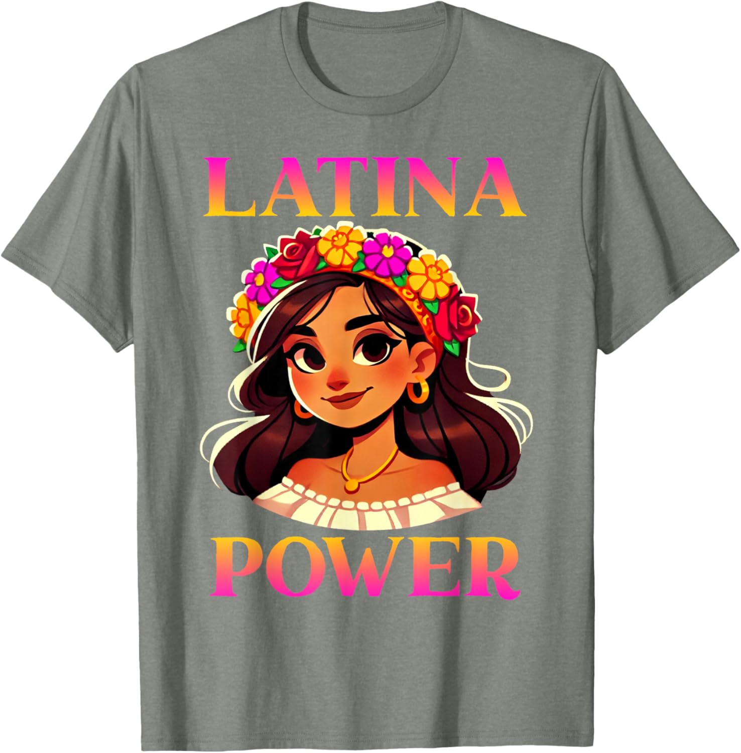 Latina Power Floral Headband T-Shirt for Proud Mexican Women - 27