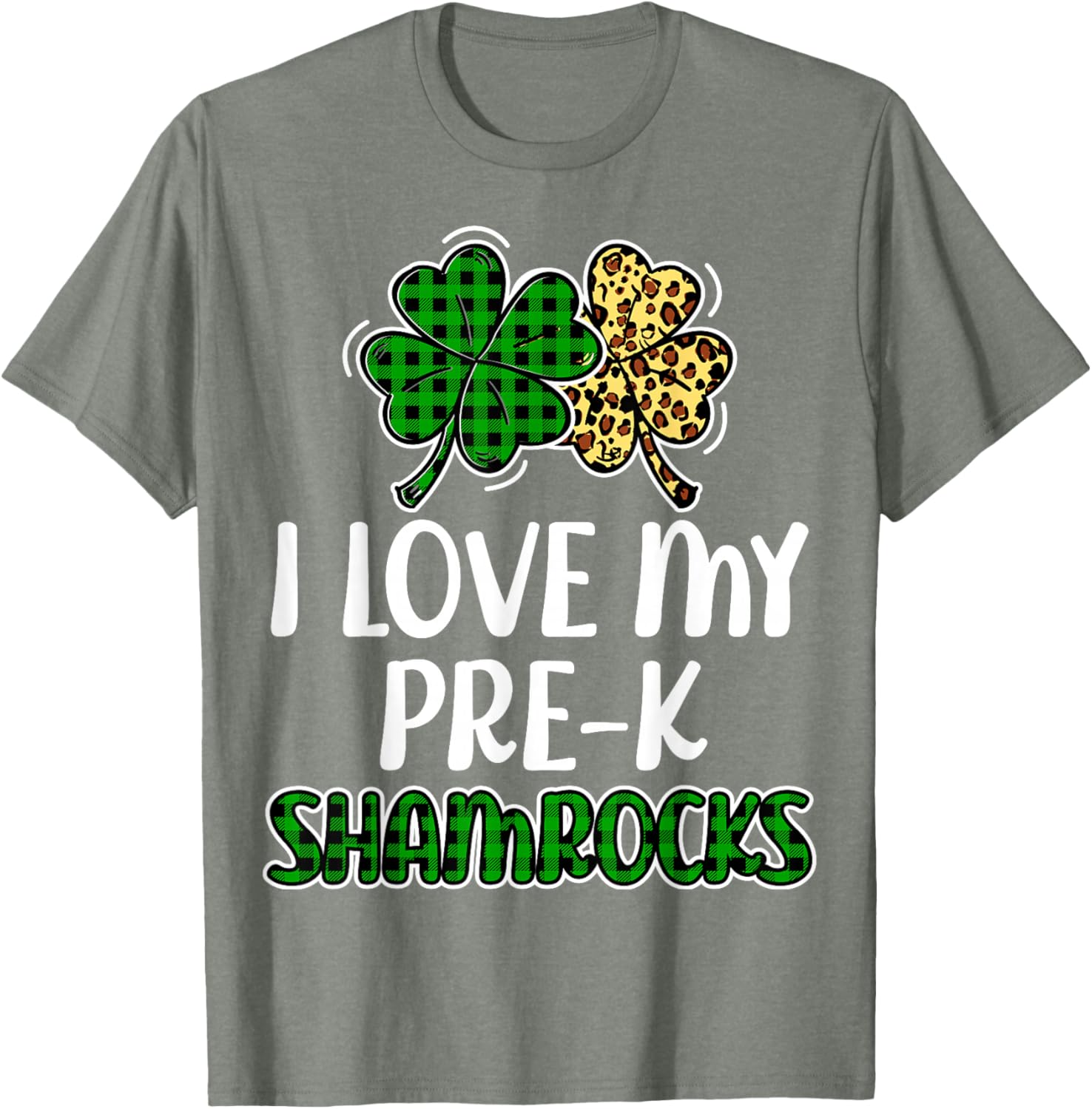 I Love My Pre-K Shamrocks Buffalo Plaid St Patricks Day T-Shirt - 19