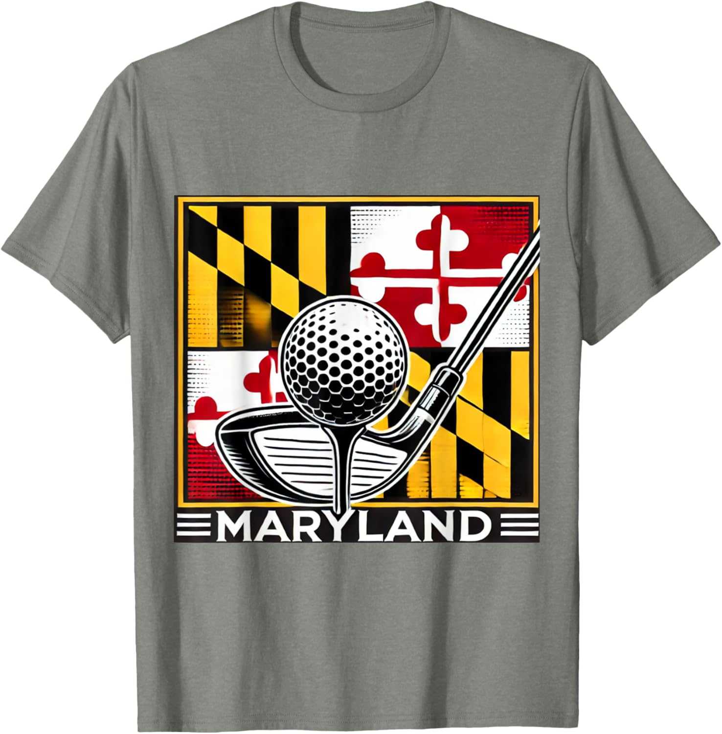Maryland Golf Design Tee with State Flag and Club Artwork for Golf Lovers - 13