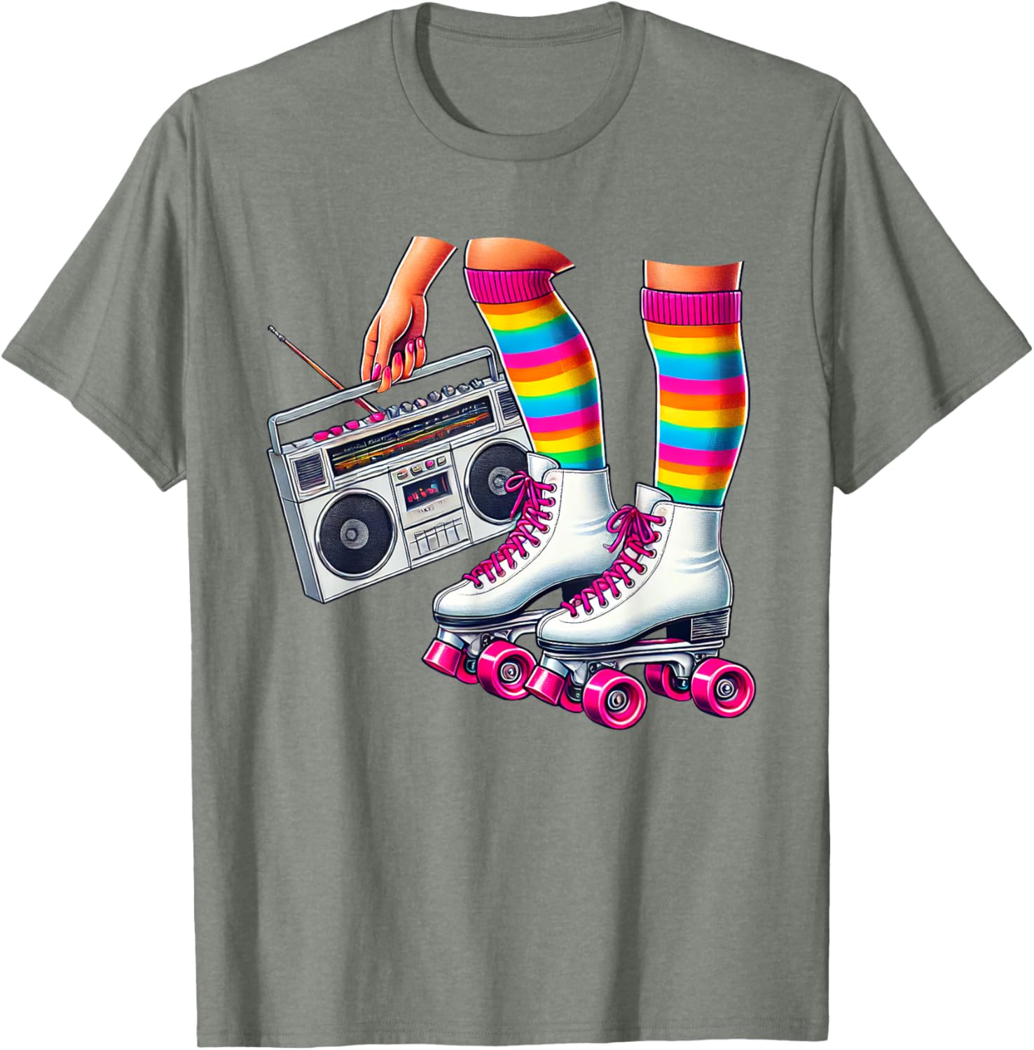 Funny 80s Roller Disco Skating Girl T-Shirt for Retro Fans - 26