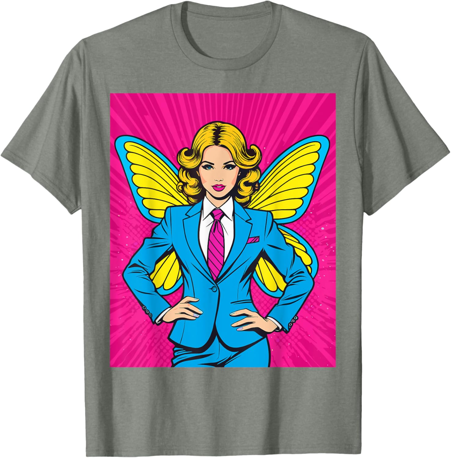 Pop Art Fairy in Business Suit T-Shirt for Stylish Casual Wear - 3