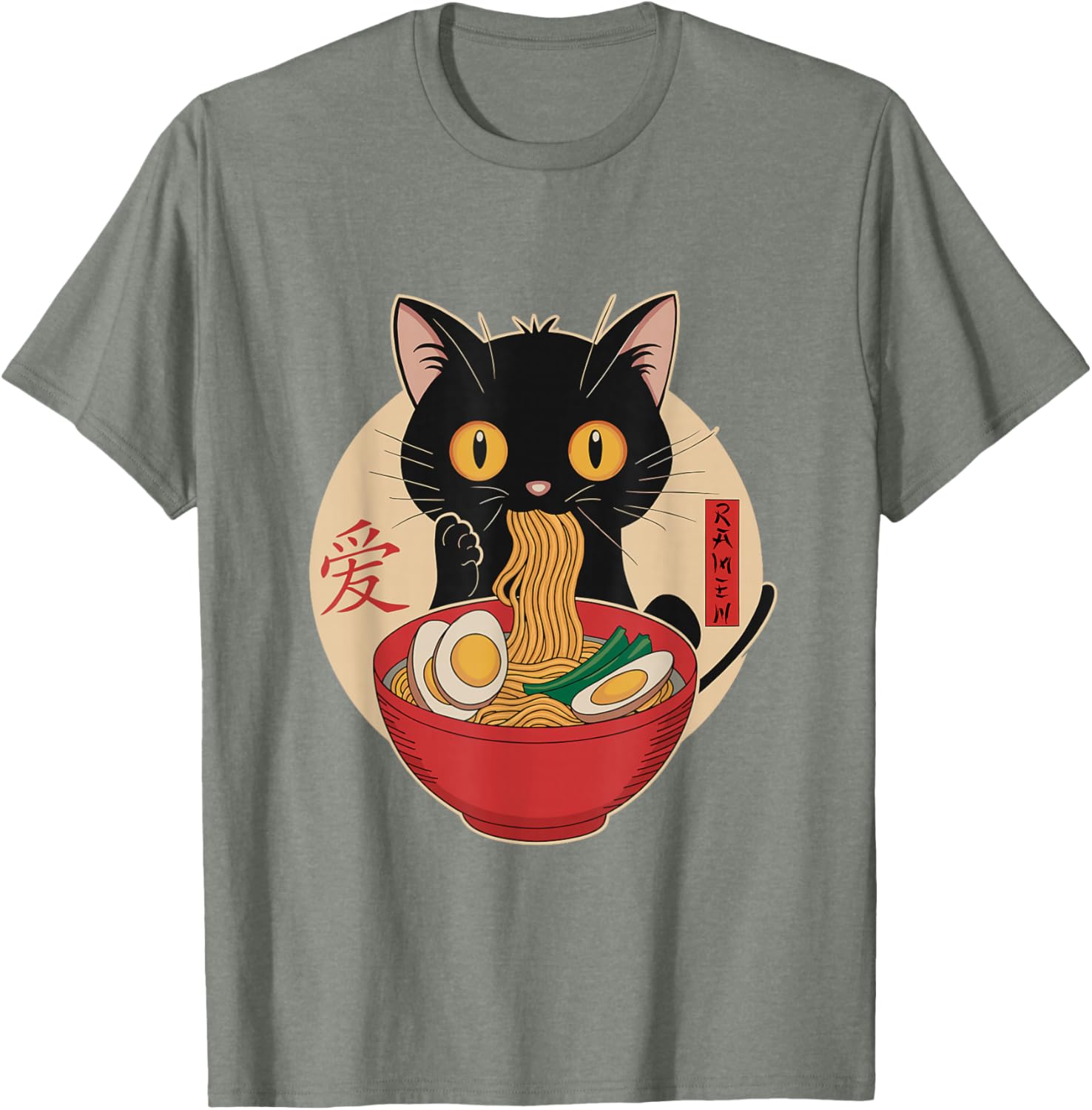 Cute Cat Eating Ramen Noodles Kawaii Anime T-Shirt for Cat Lovers - 22