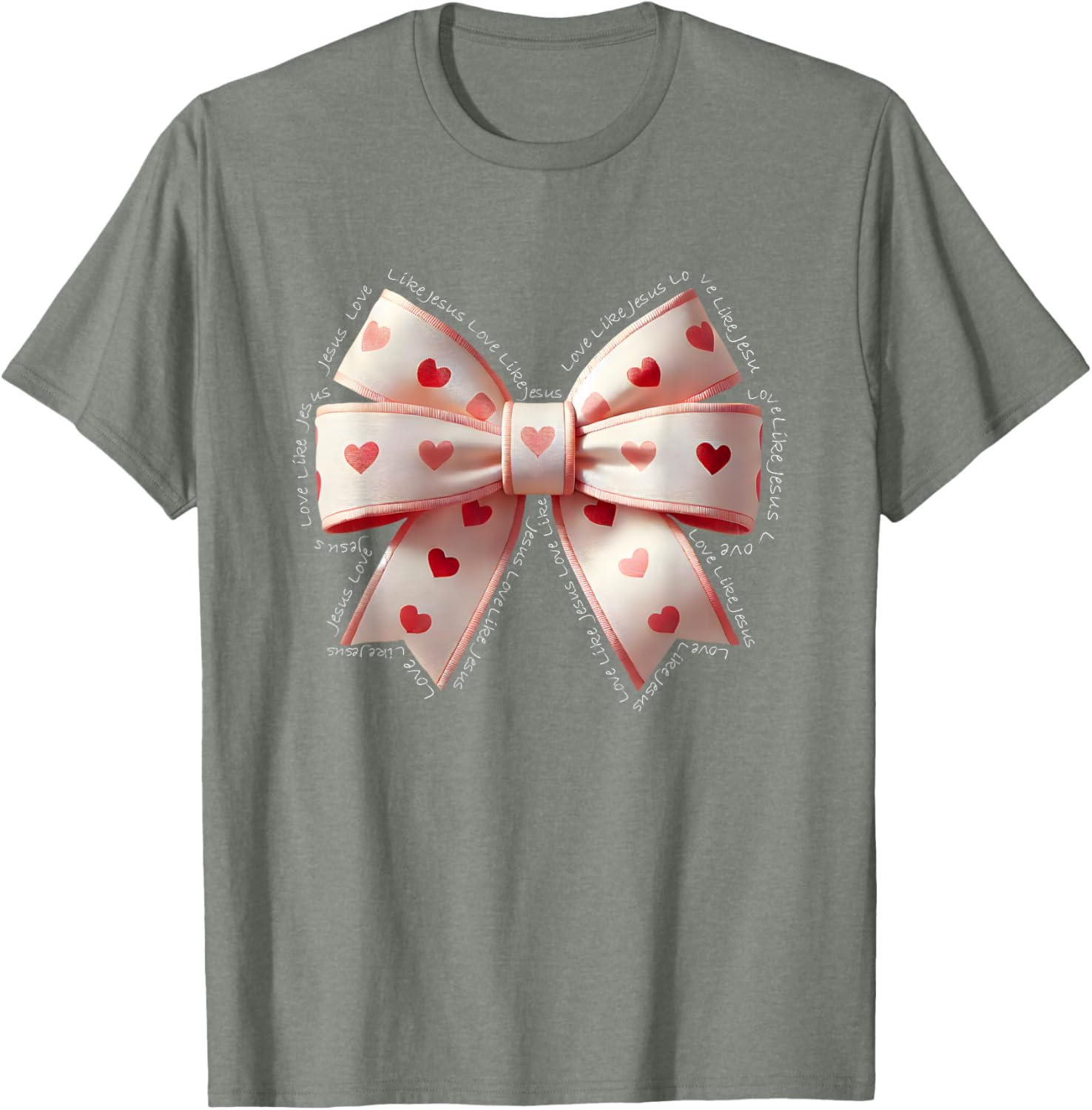 Jesus Valentine's Day Coquette Bow Tee Love Like Jesus T-Shirt for Kids - 3