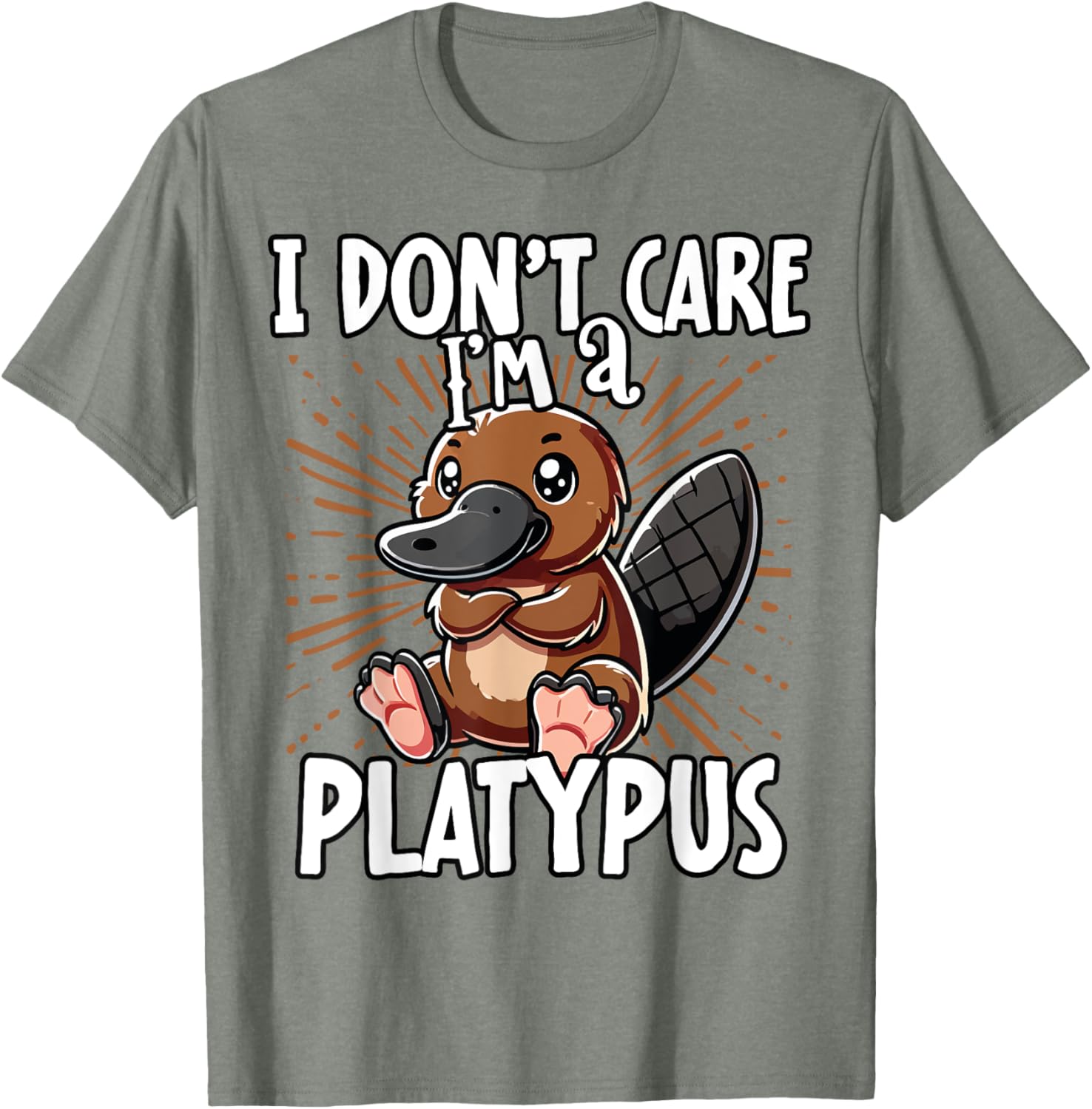 Cute Platypus T-Shirt I Don't Care Fun Animal Apparel for All Ages - 13