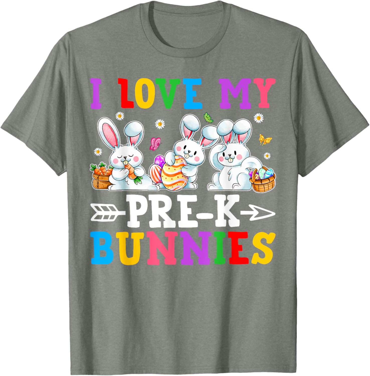 Funny I Love My Pre-K Bunnies T-Shirt for Preschool Teachers Easter Fun - 14