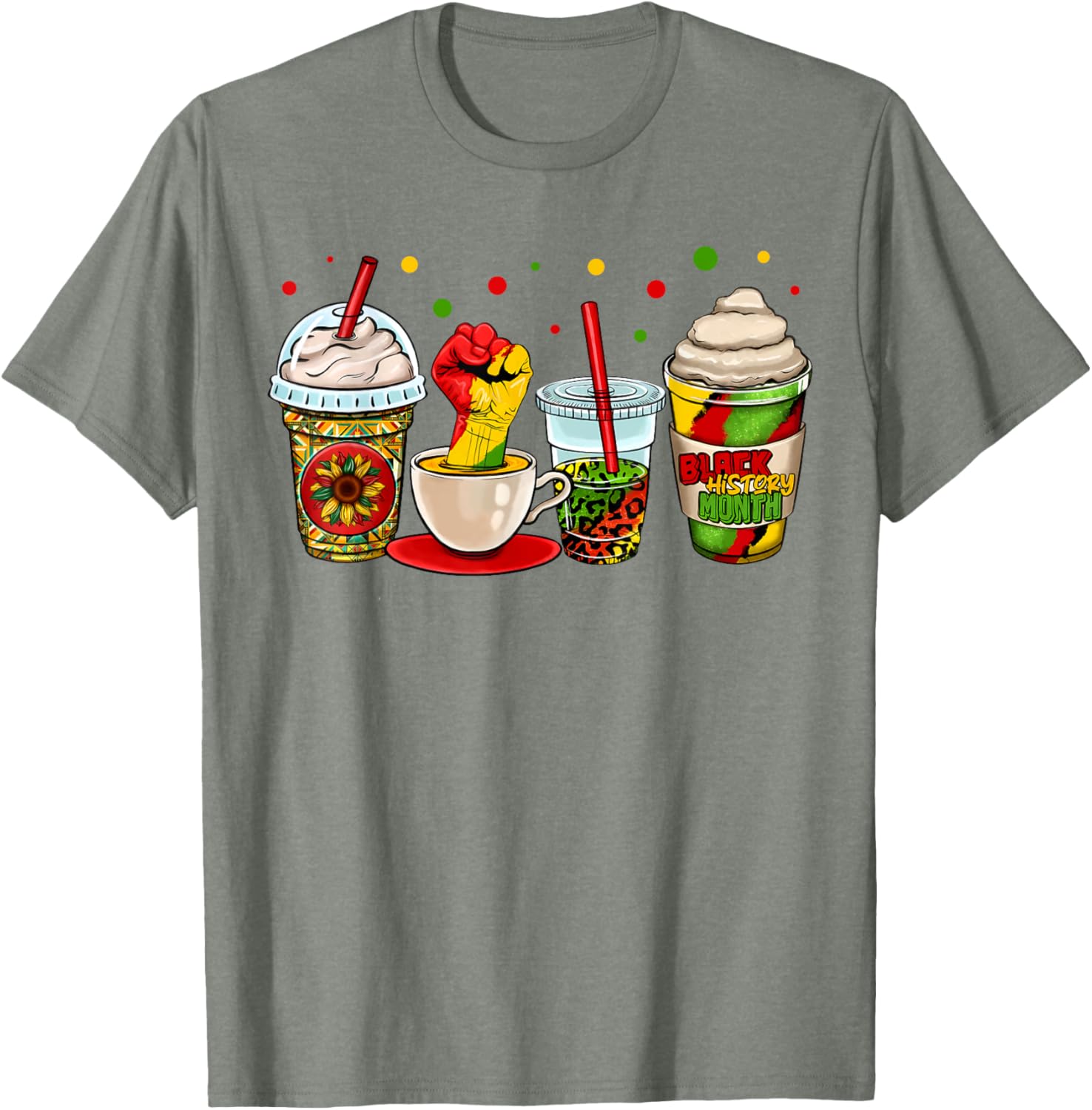 Celebrate Black History Month with Kente Dashiki Coffee Cup T-Shirt - 15