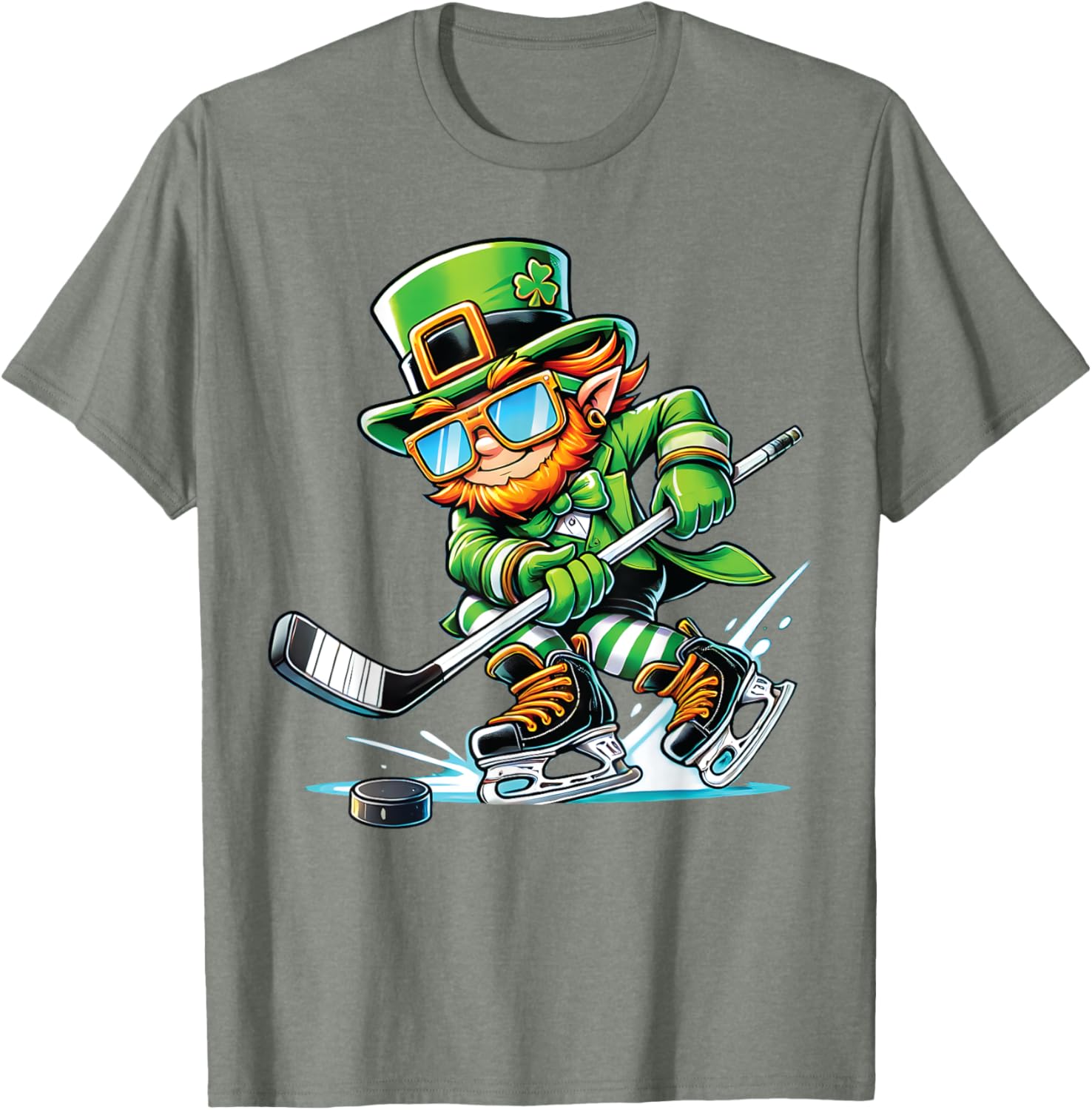 Leprechaun Ice Hockey T-Shirt Perfect for St Patrick's Day Fun - 22