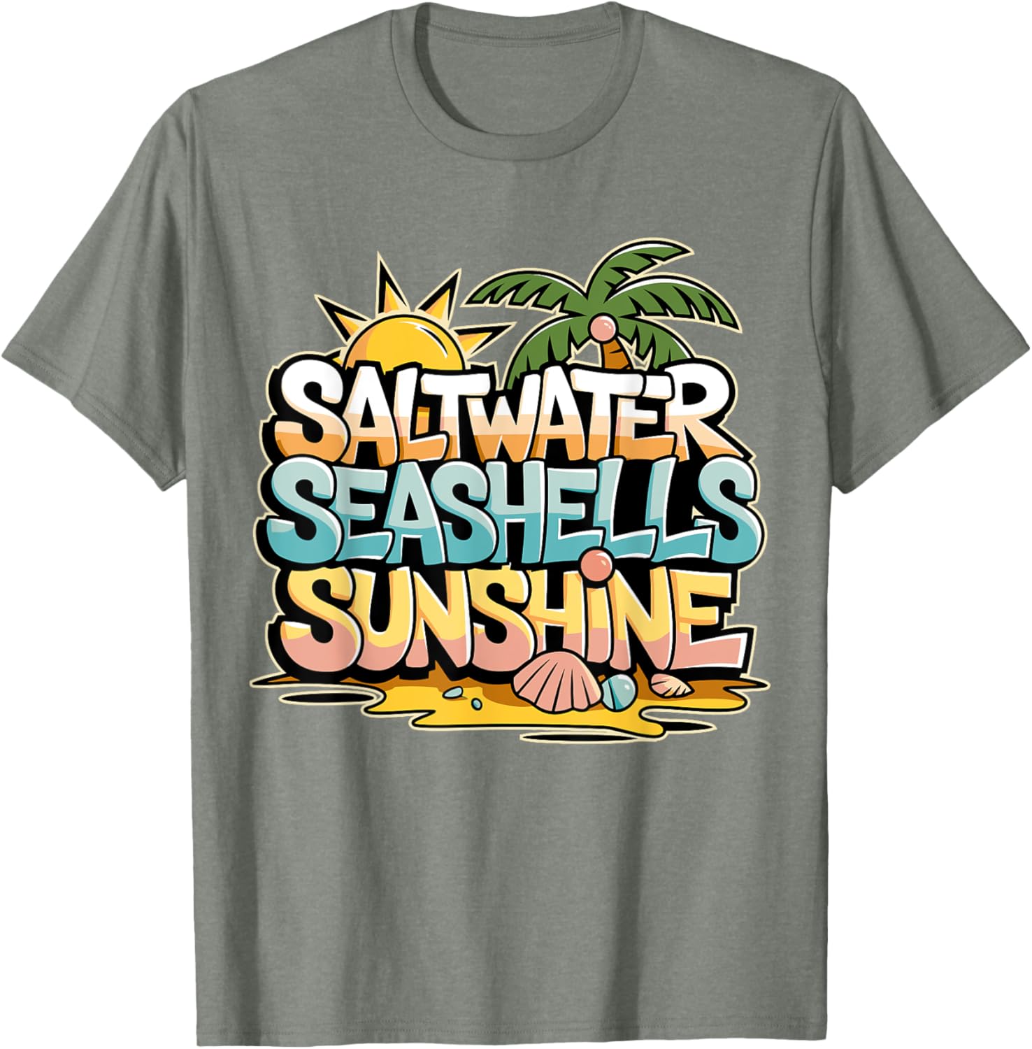 Funny Beach T-Shirt with Saltwater Seashells for Cruise Gifts - 15