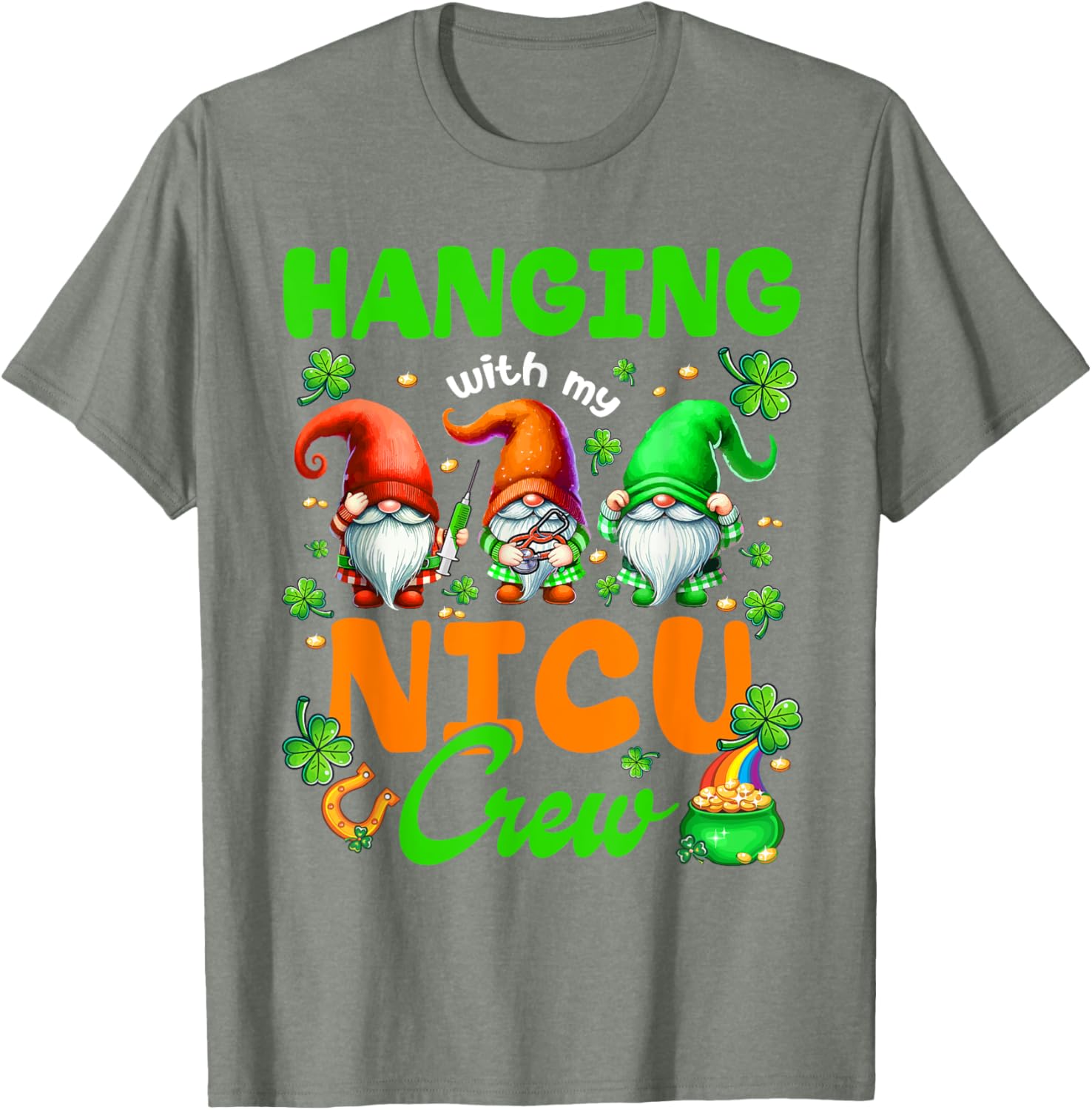 Adorable NICU Nurse Gnome St. Patrick's Day T-Shirt for Nurses and Friends - 17