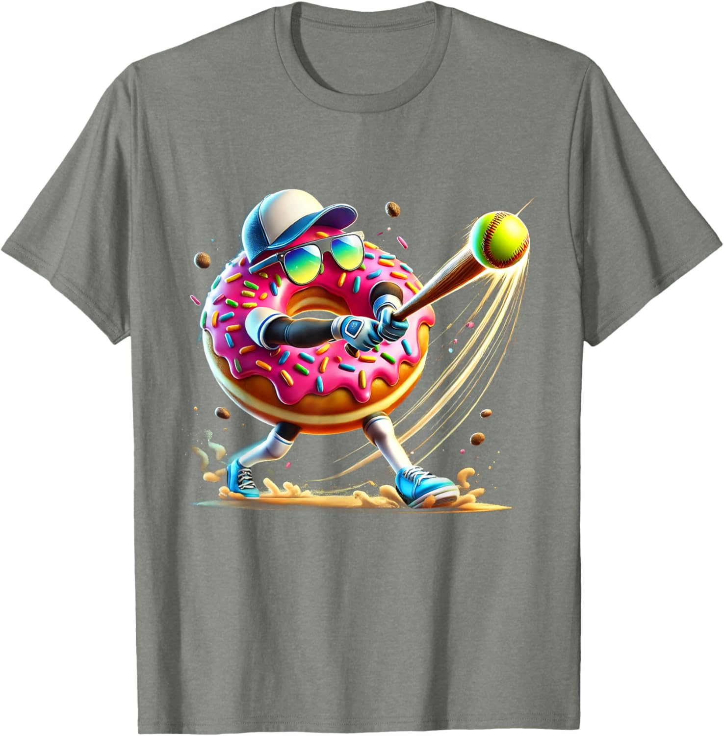 Donut Lover Softball Player T-Shirt Fun Sports Tee for All Ages - 1