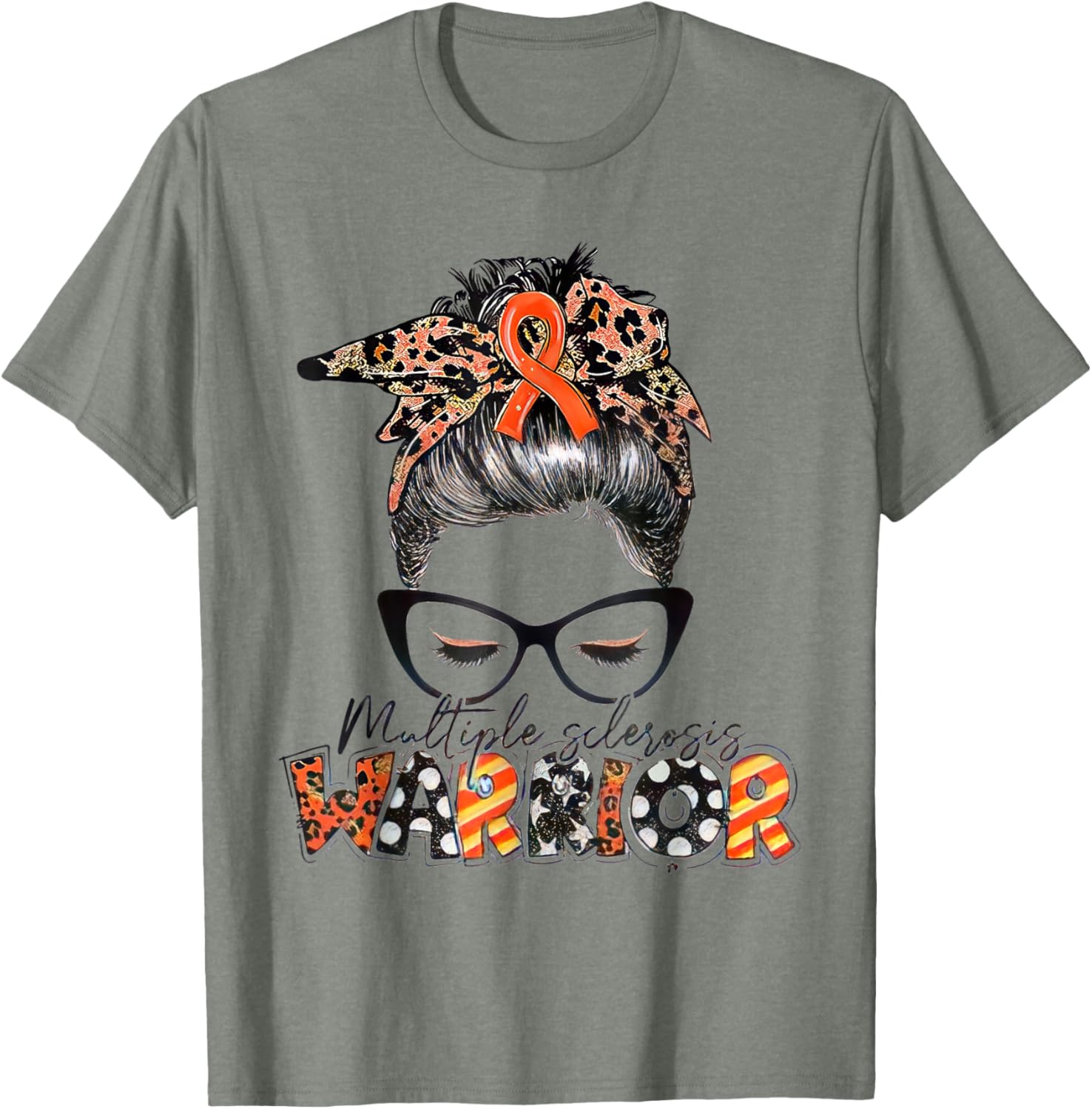 Multiple Sclerosis Warrior Messy Bun T-Shirt - MS Awareness Apparel - 16