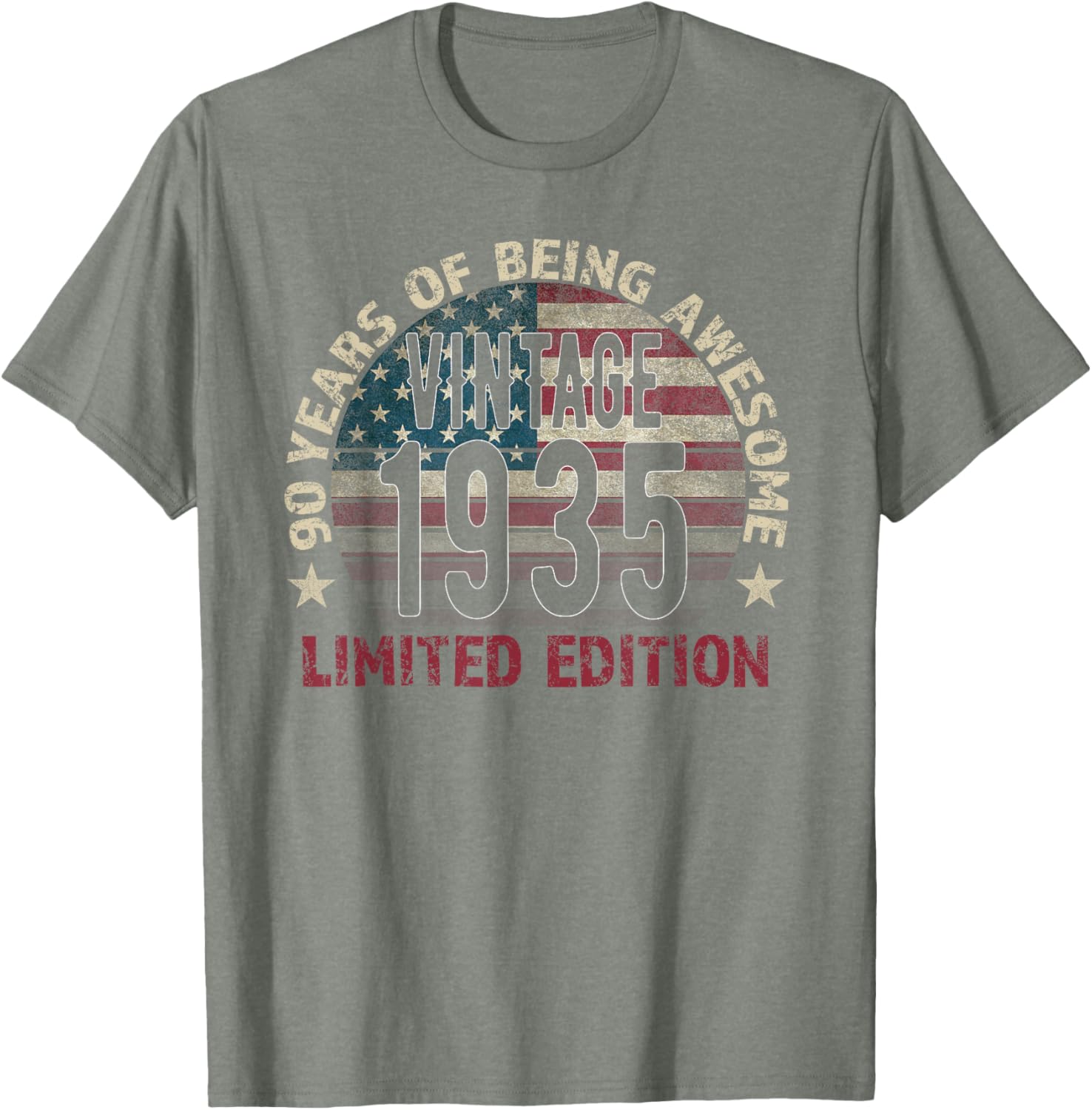 Vintage 90th Birthday T-Shirt for Men Born in 1935 Celebrating 90 Years - 7