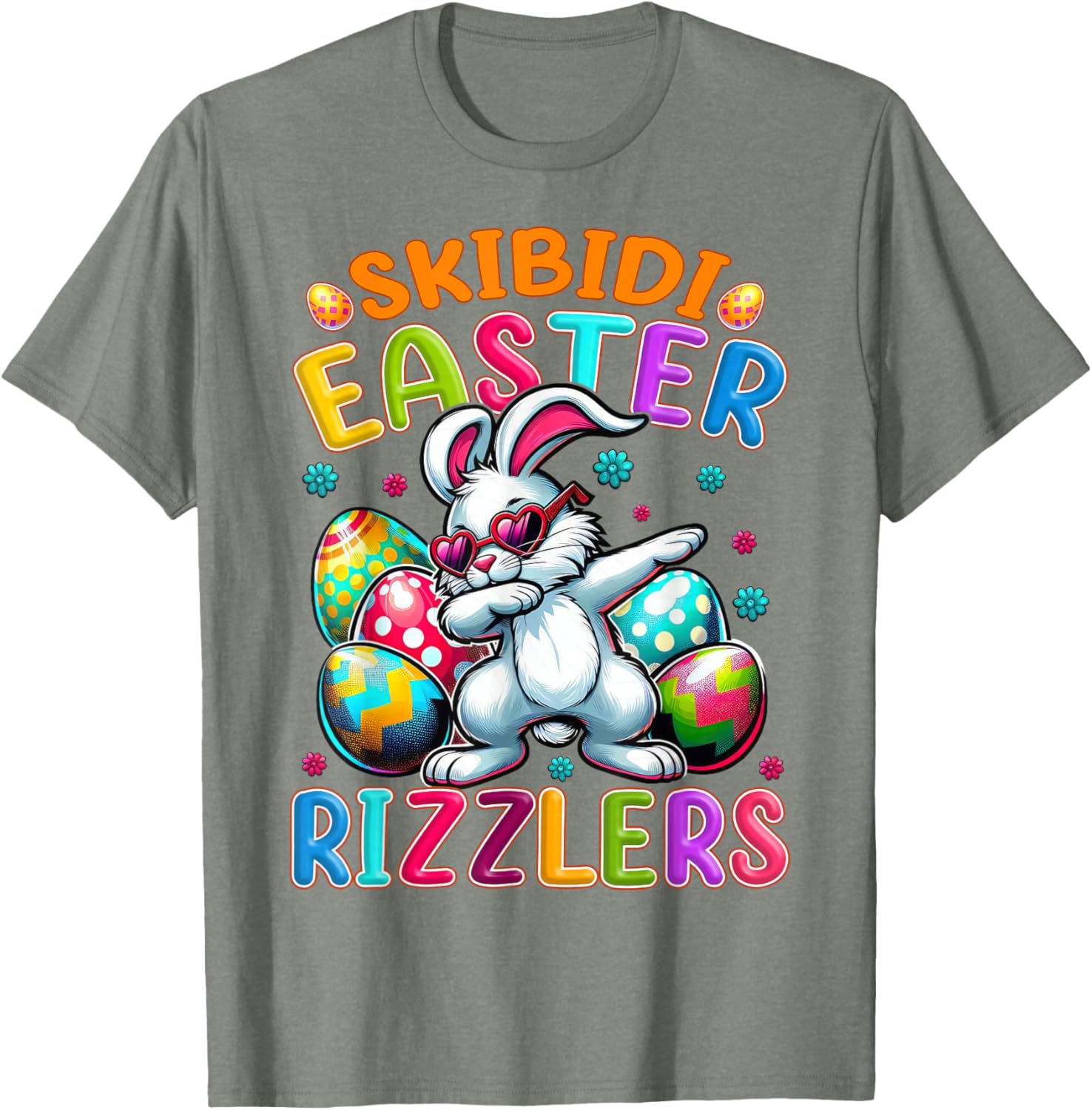 Dabbing Bunny Skibidi Easter Rizzlers T-Shirt for Gen Alpha Style - 21