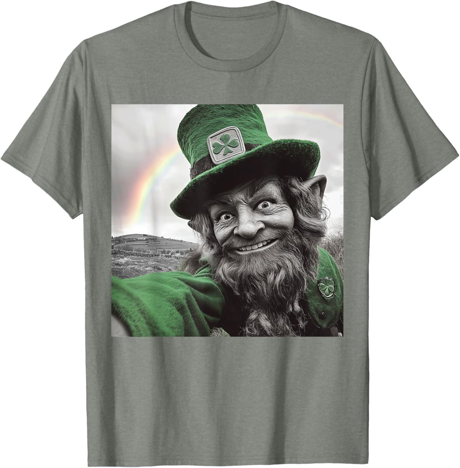 Funny St Patricks Day Rainbow Leprechaun Selfie T-Shirt for Festive Fun - 2