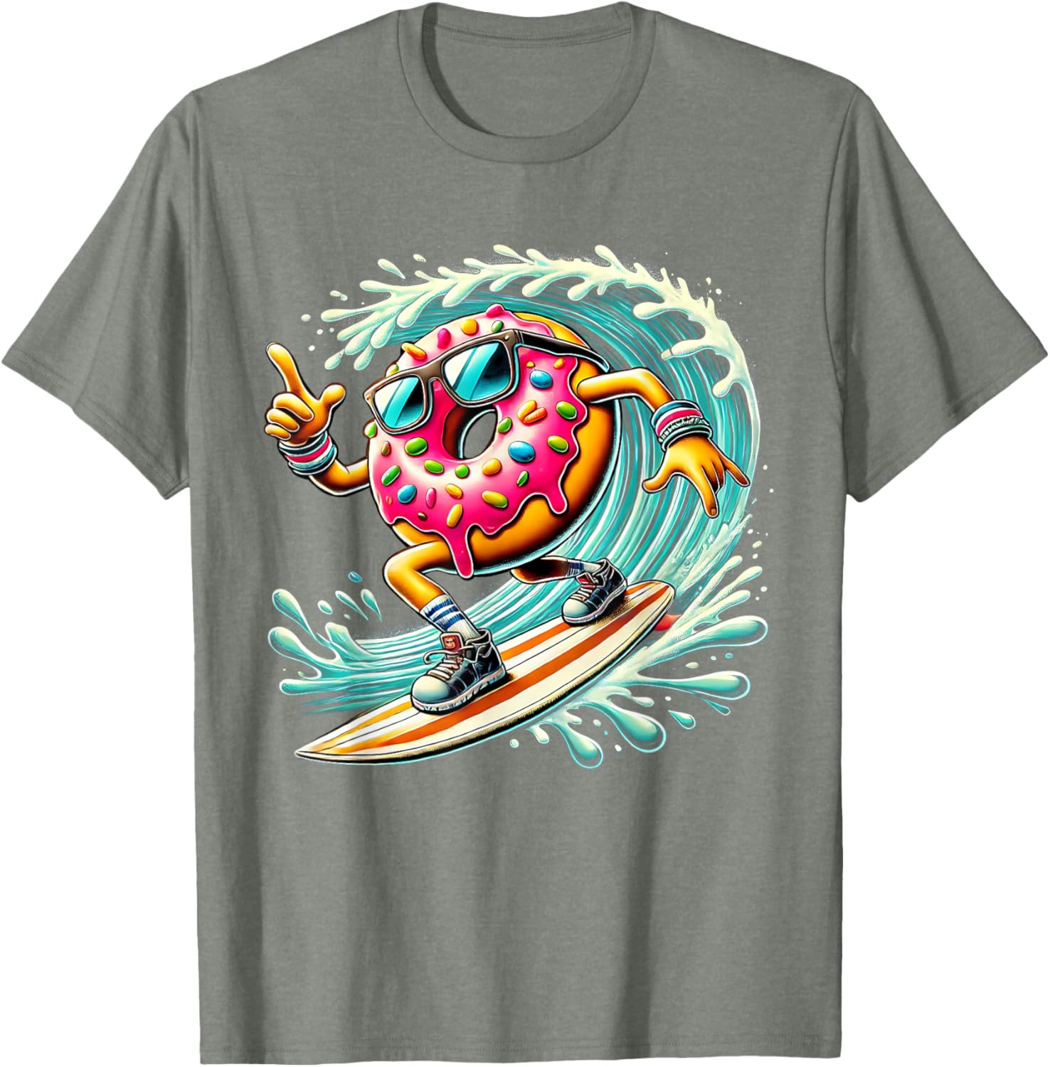 Donut Surfing T-Shirt for Surfboard Lovers - Fun Surf Style Apparel - 9