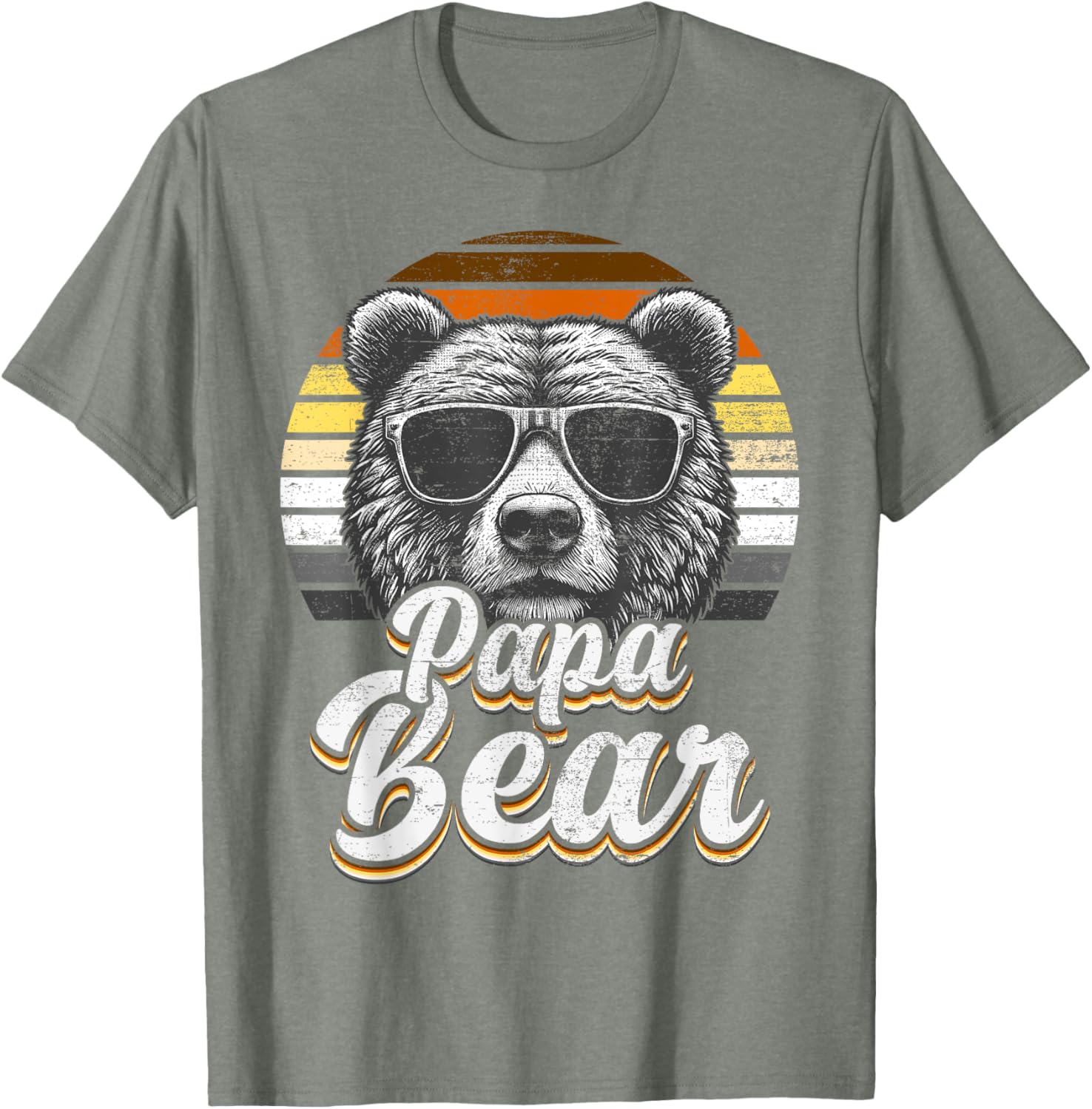 Papa Bear Gay Pride Retro Vintage Flag T-Shirt for LGBTQ+ Pride Fans - 14