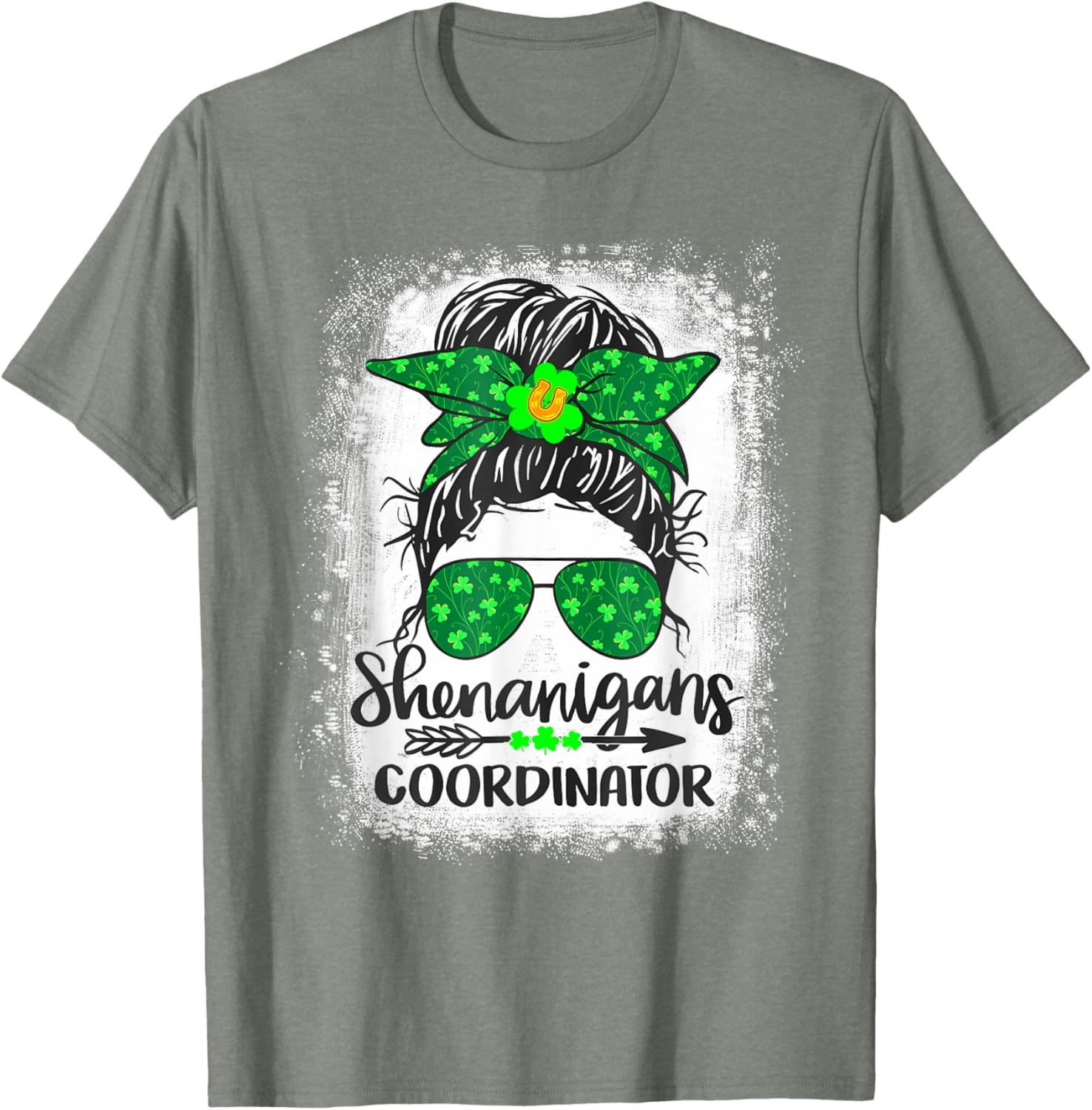 Shenanigans Coordinator Messy Bun St Patricks Day Women's T-Shirt - 9