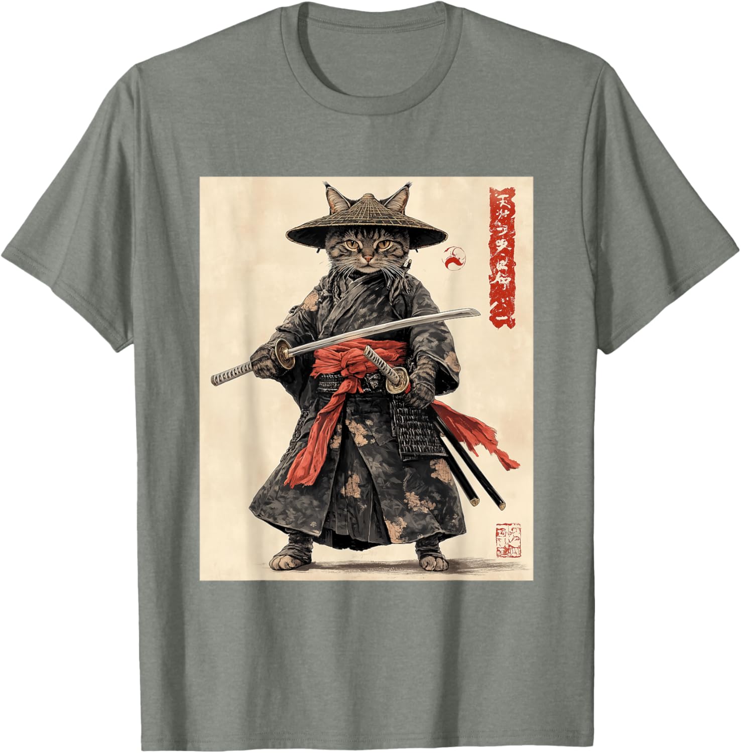 Samurai Cat T-Shirt - Japanese Warrior Graphic Tee for Cat Lovers - 3