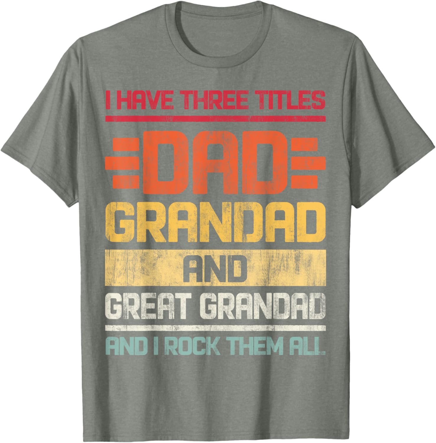 Dad Grandad Great Grandad Rocks T-Shirt for Family Humor and Fun - 6