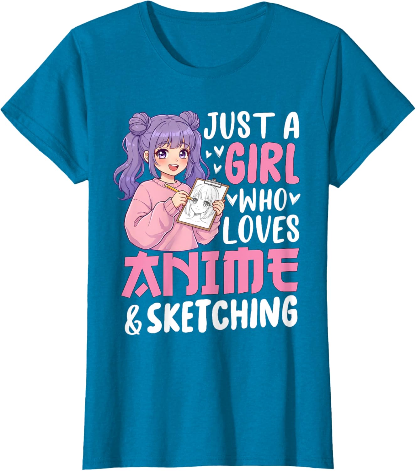 Cute Anime Lover Sketching T-Shirt for Girls - Perfect Gift Idea - 11