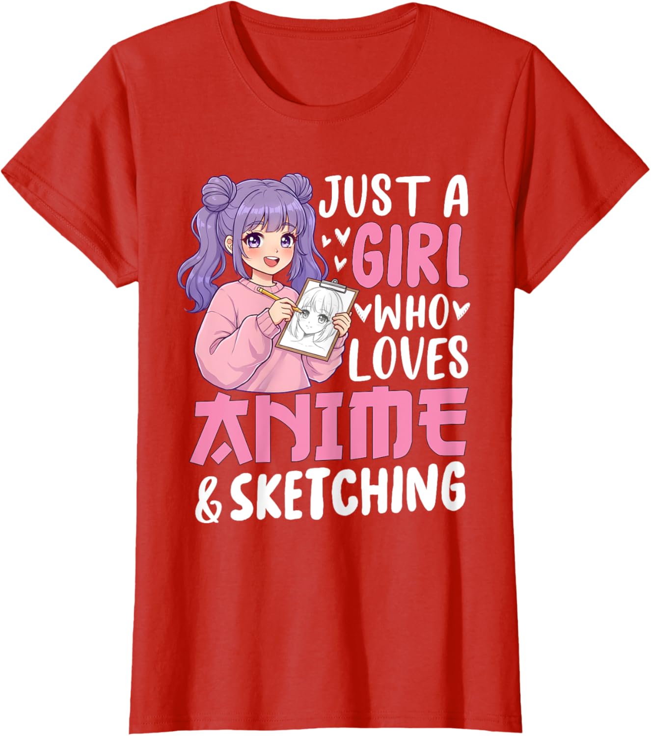 Cute Anime Lover Sketching T-Shirt for Girls - Perfect Gift Idea - 8