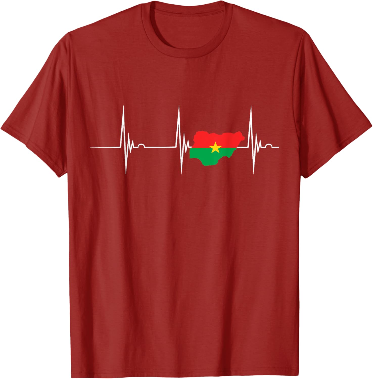 Burkina Faso Heartbeat EKG Pulse Flag T-Shirt for Proud Burkina Fasoans - 2