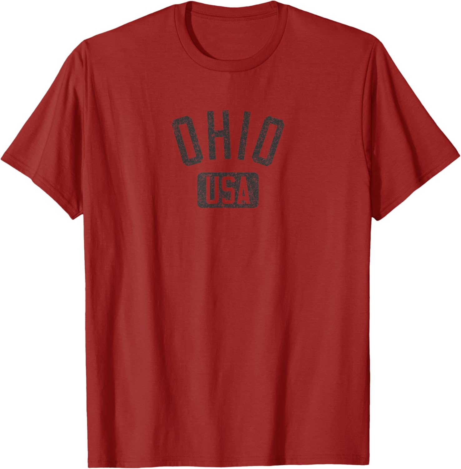 Ohio Arched Text Distressed Black Print T-Shirt for Casual Style Lovers - 2