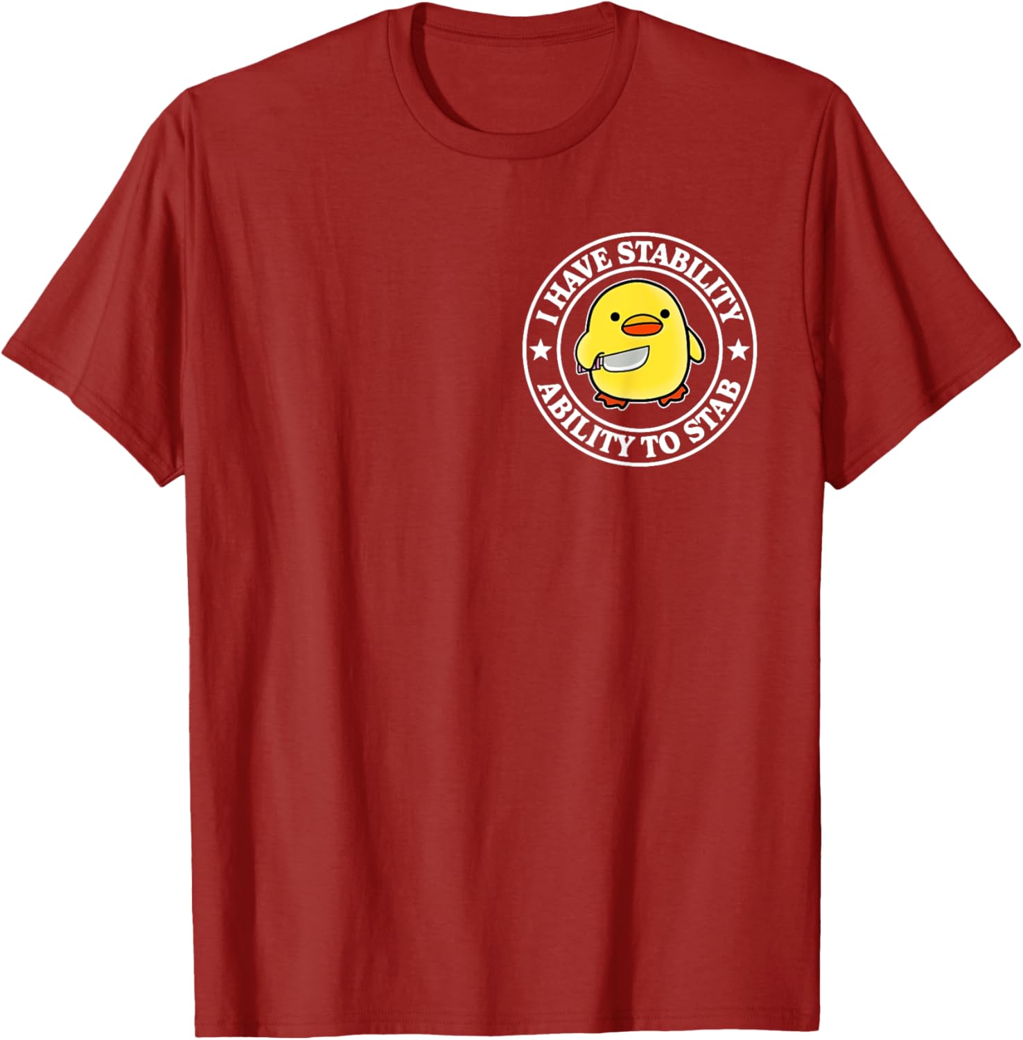 Funny Sarcastic Duck T-Shirt with Stability Ability to Stab Design - 15