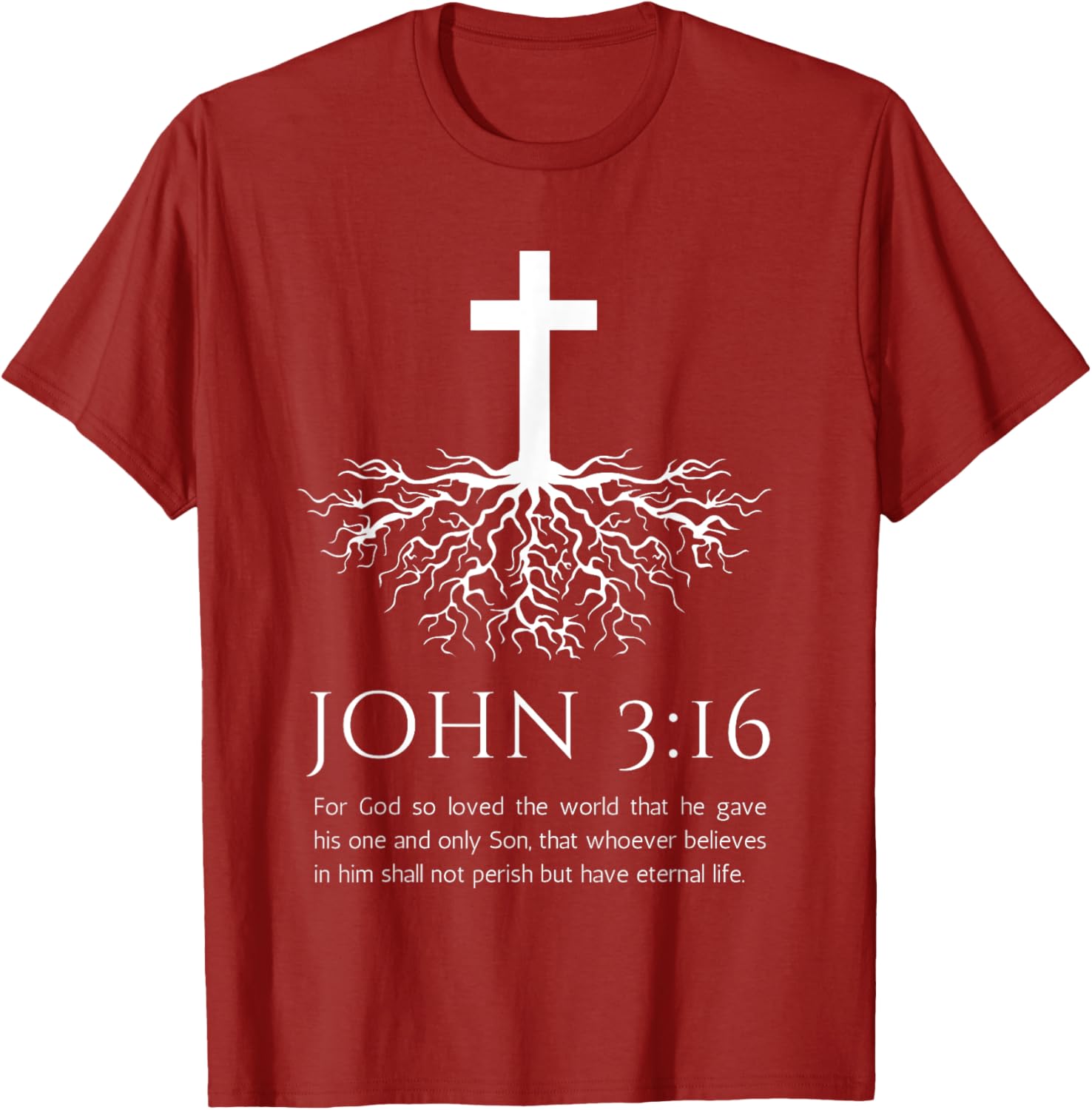John 3:16 Jesus Cross T-Shirt with Tree Design - Christian Faith Apparel - 13