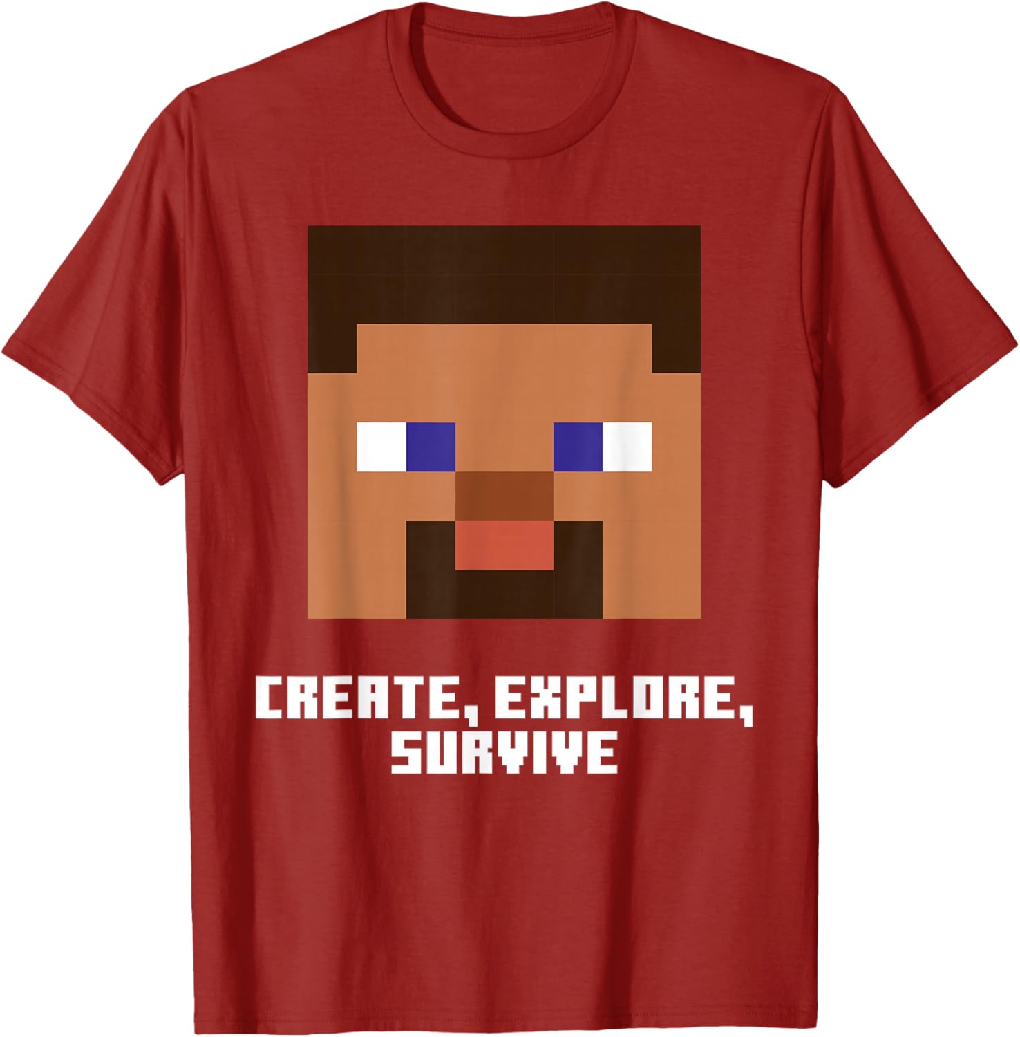 Minecraft Steve Face Create Explore Survive T-Shirt for Fans - 5