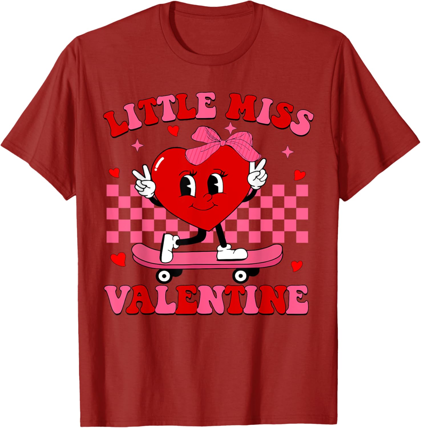 Little Miss Valentine Heart Skateboard T-Shirt for Fun-Loving Women - 13