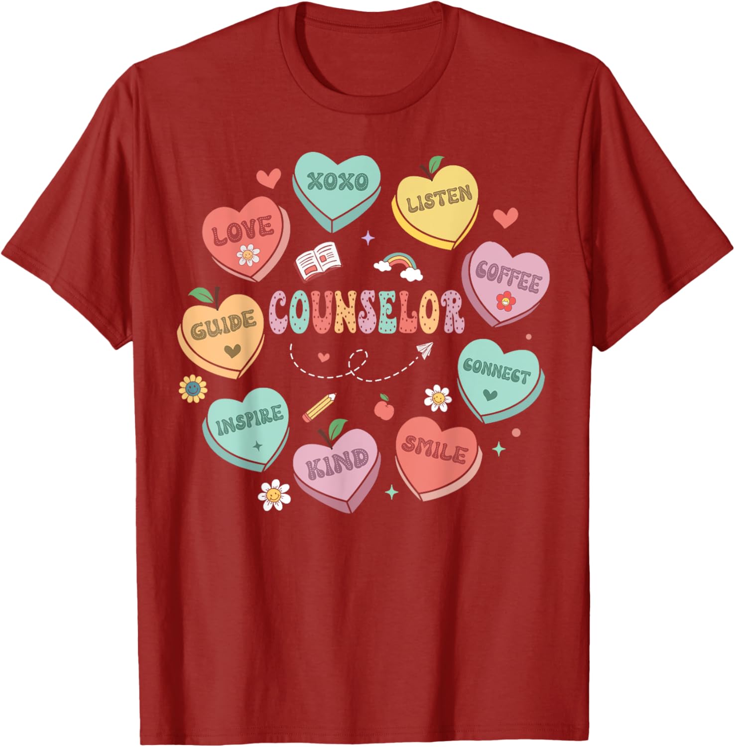 School Counselor Valentine's Day Conversation Hearts T-Shirt for Fun Celebrations - 9