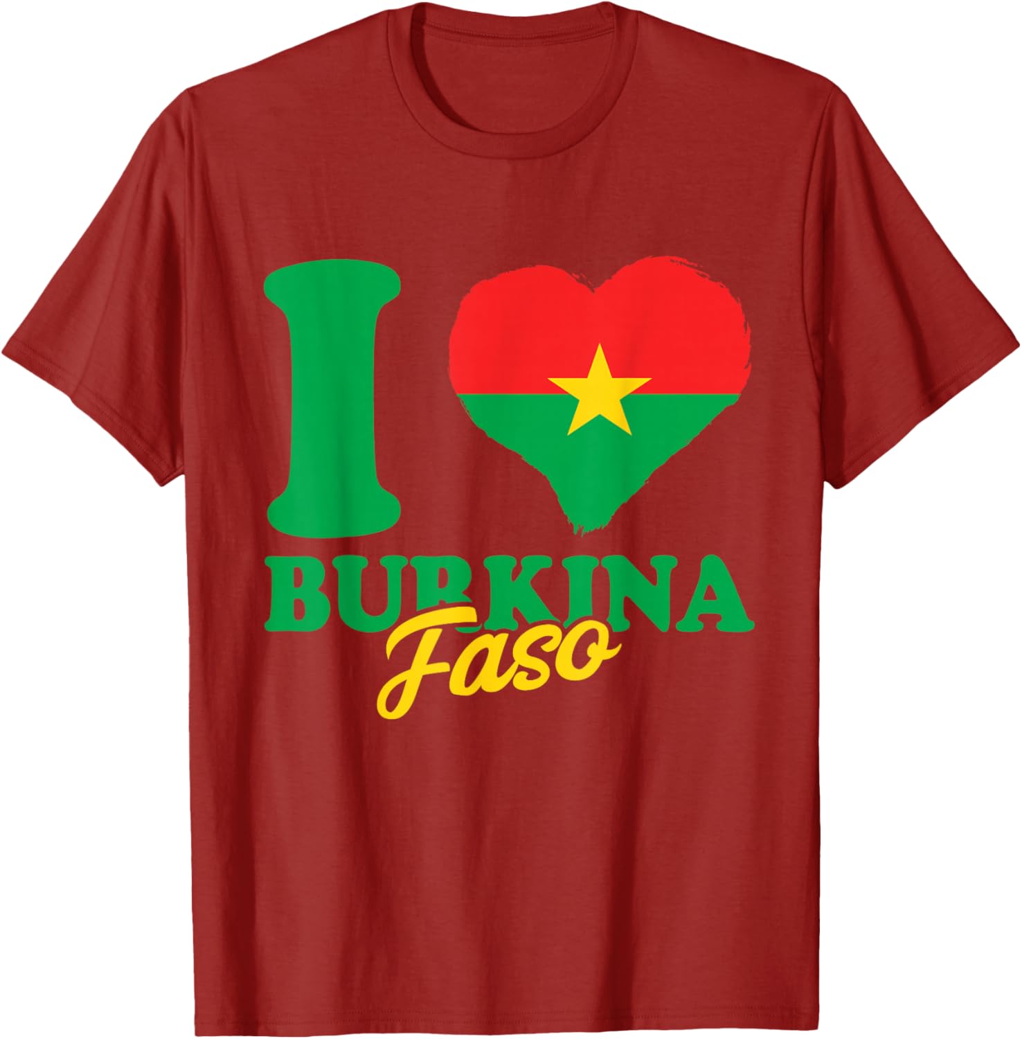 I Love Burkina Faso Heart T-Shirt with Burkina Faso Flag Design - 5