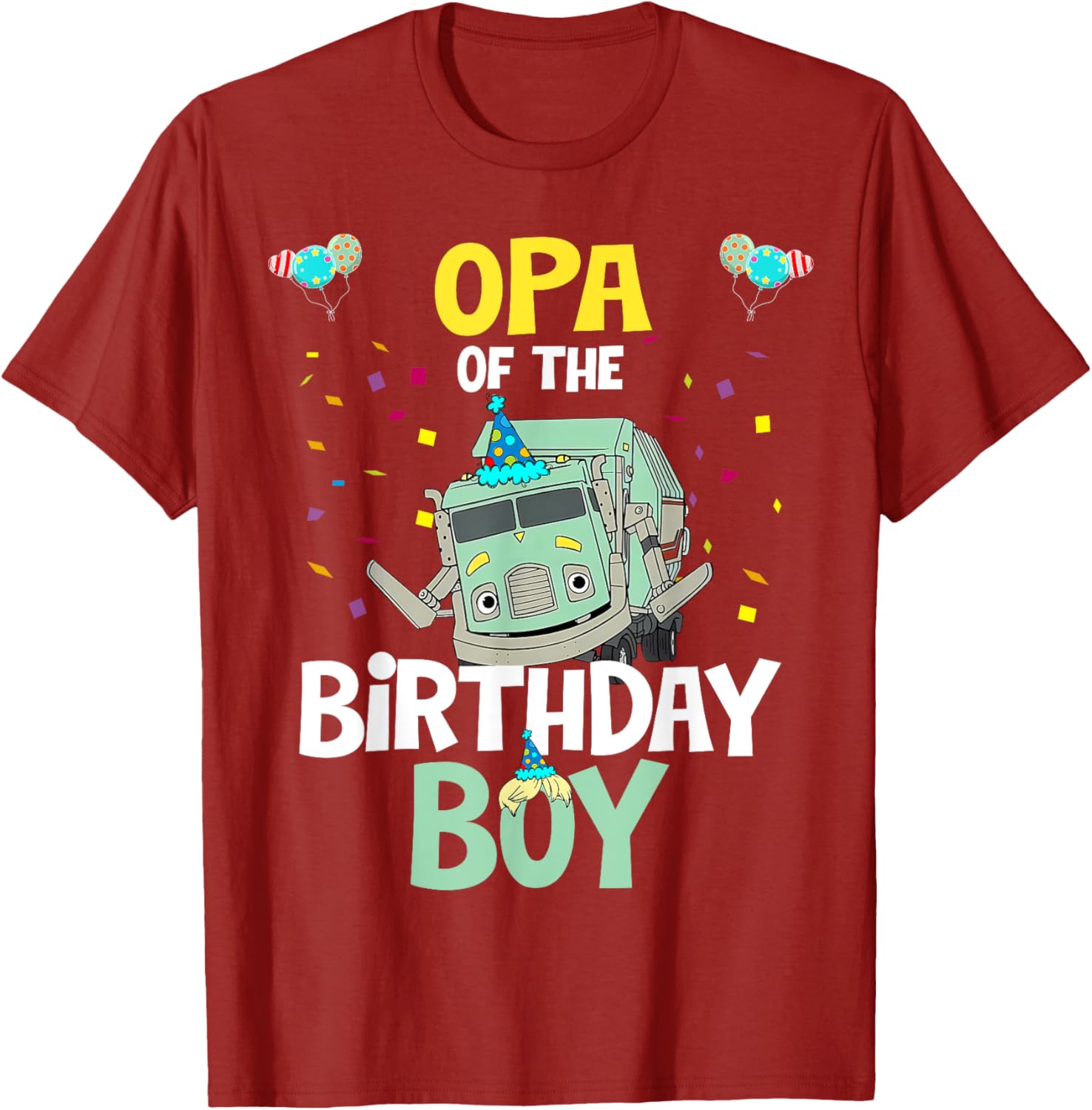 Opa Of The Birthday Boy Garbage Truck Recycling T-Shirt for Kids - 15