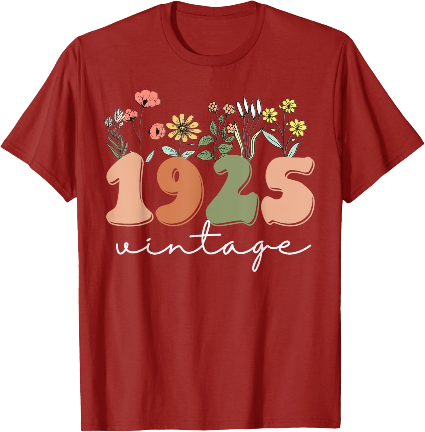 100 Years Old Vintage 1925 Wildflower Women's 100th Birthday T-Shirt - 11