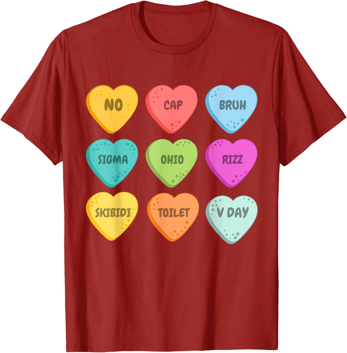 Skibidi Valentine's Day Rizz Candy Heart T-Shirt for Groovy Love Vibes - 7