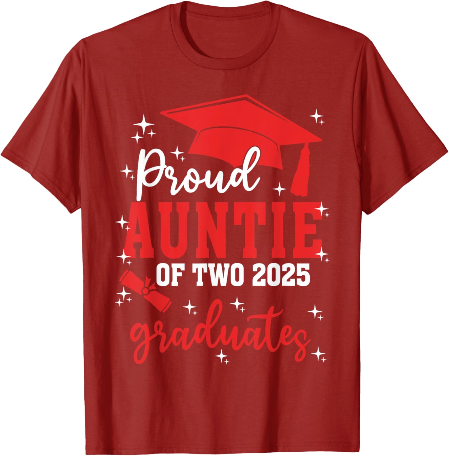 Proud Auntie of Twins Class of 2025 Graduation T-Shirt for Celebrations - 9