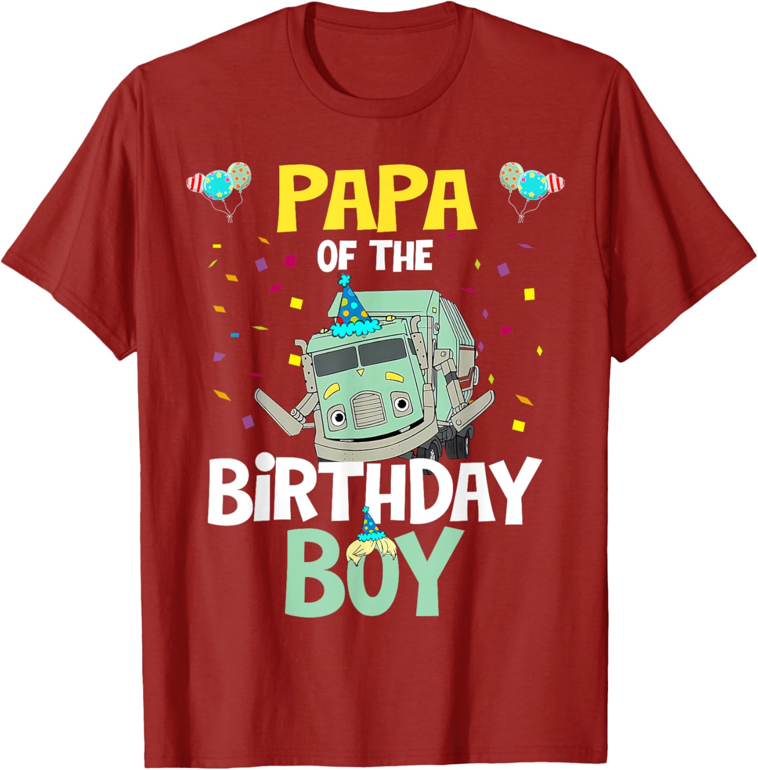 Papa Of The Birthday Boy Garbage Truck Recycling Trash T-Shirt Gift - 3