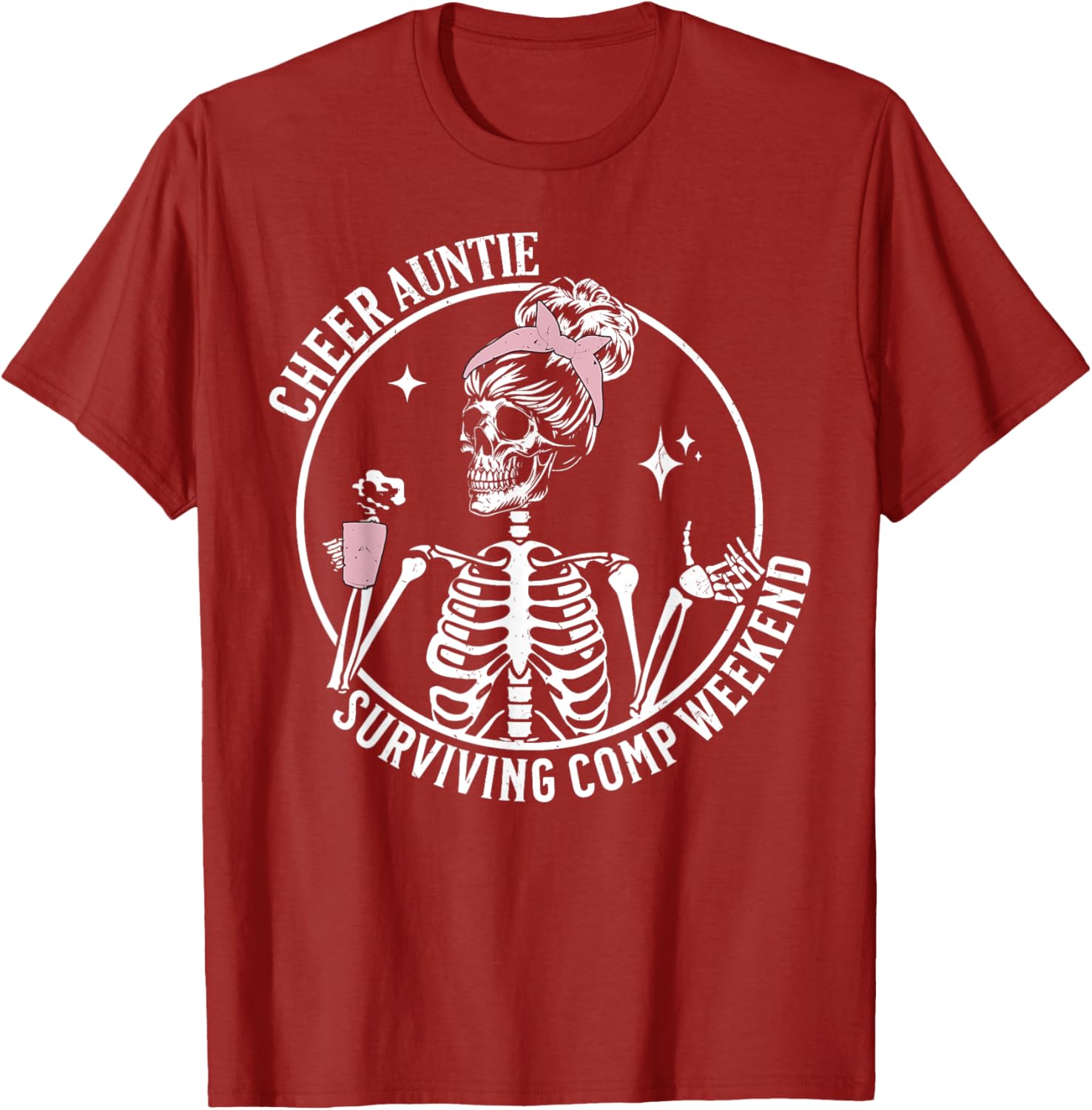 Skeleton Coffee Cheer Auntie T-Shirt for Weekend Fun and Style - 4