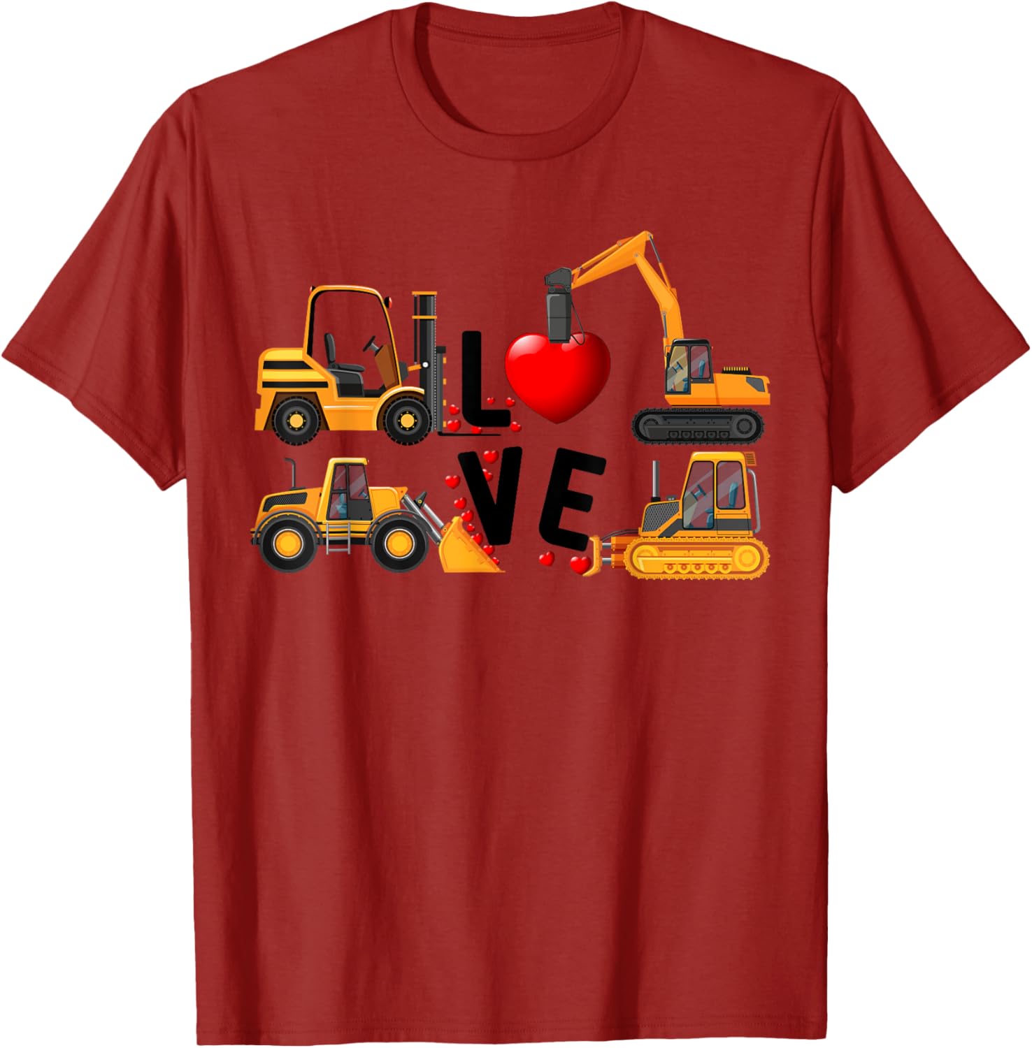Cute Excavator Hearts Valentine's Day T-Shirt for Boys - Fun and Stylish! - 1