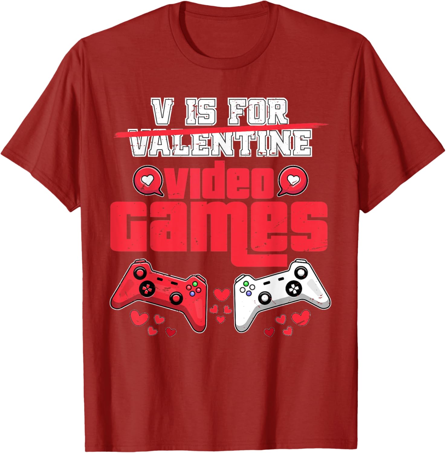 V Is For Video Games Men's Valentine's Day T-Shirt for Gamers - 20