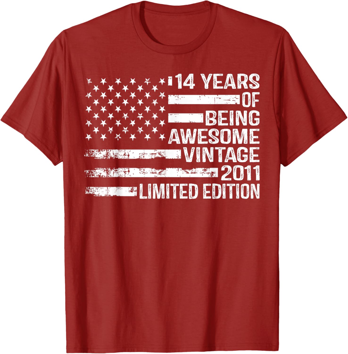 Vintage American Flag T-Shirt for 14th Birthday Celebration - 14 Years Old - 6