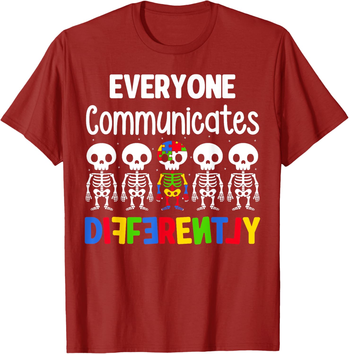 Everyone Communicates Differently Autism T-Shirt for Kids Fun and Inclusive - 1
