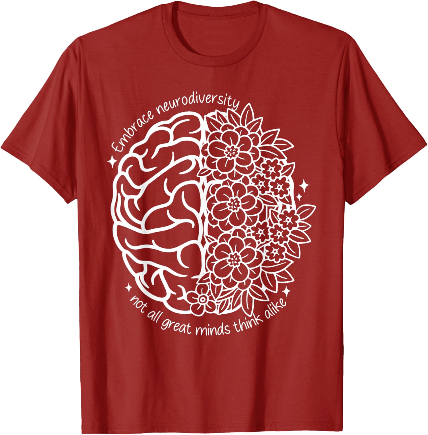 Embrace Neurodiversity Autism Awareness Brain Flower Support T-Shirt - 13