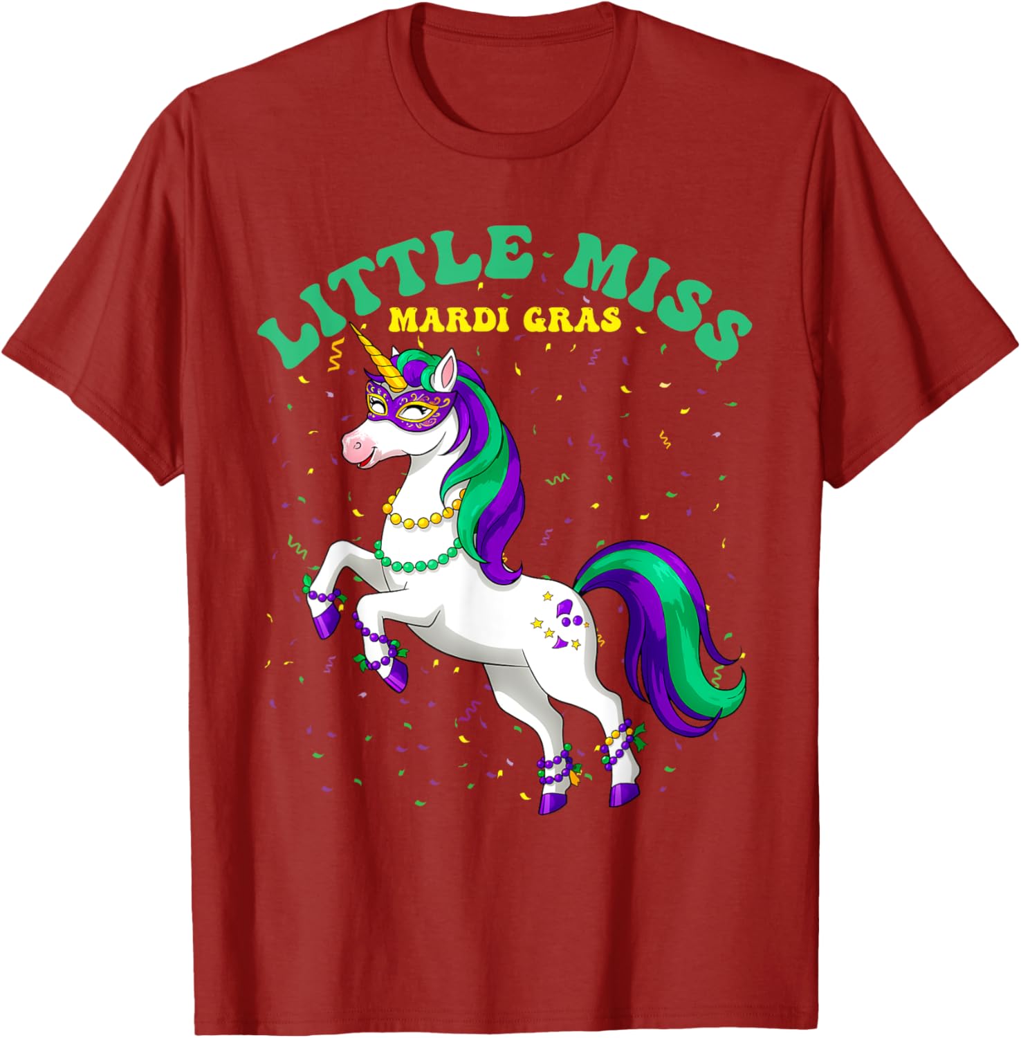 Little Miss Mardi Gras Unicorn T-Shirt for Women and Girls - 13