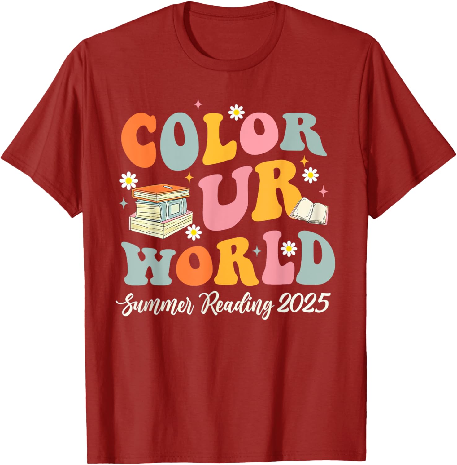 Retro Groovy Summer Reading Program 2025 T-Shirt for Kids and Adults - 8