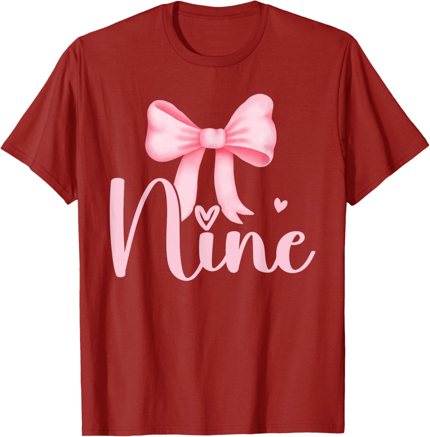 Adorable Birthday Girl Pink Coquette Bow T-Shirt for 9 Year Olds - 9