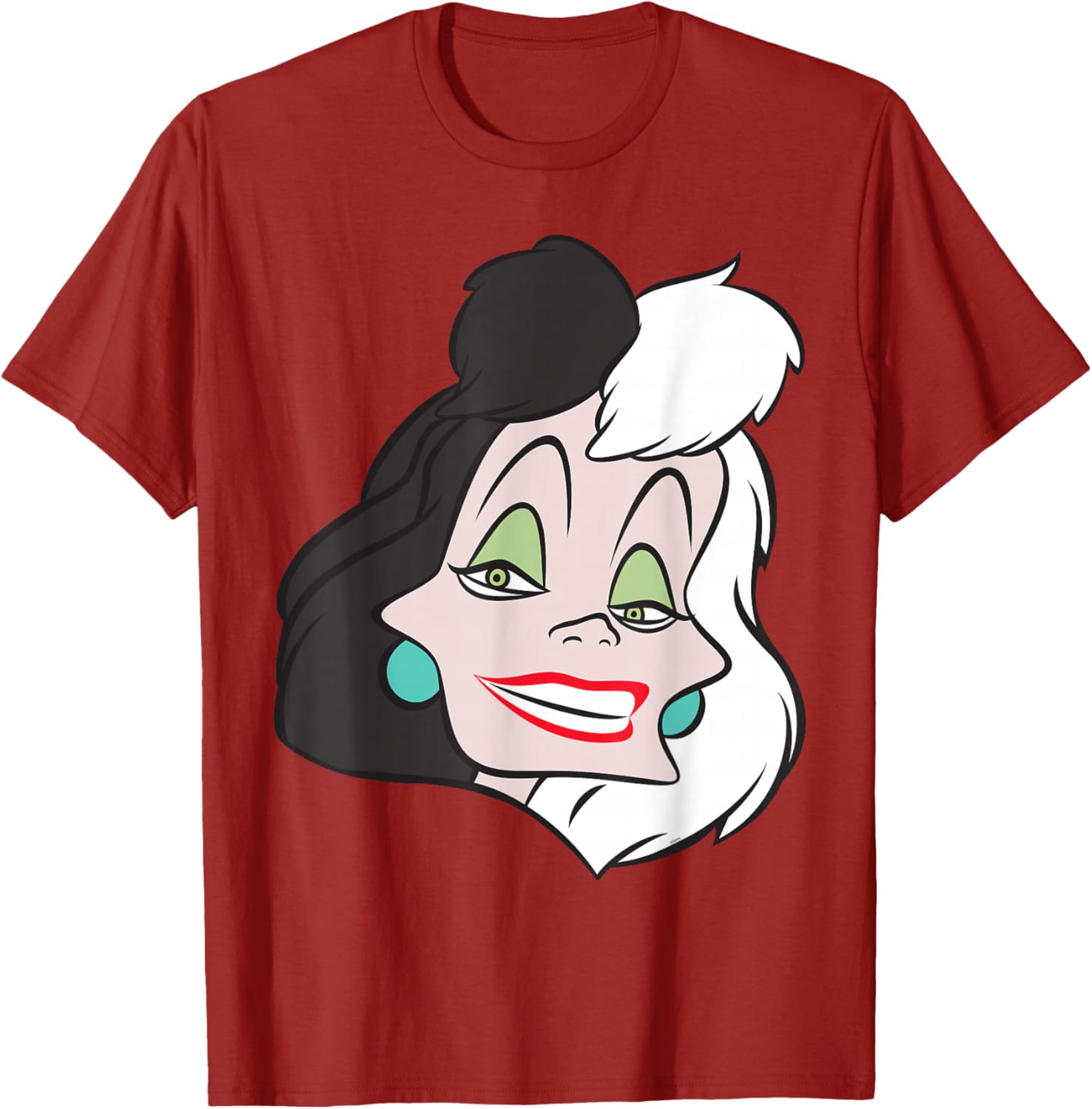 Fashionable Cruella De Vil Big Face T-Shirt for Disney Villains Fans - 14