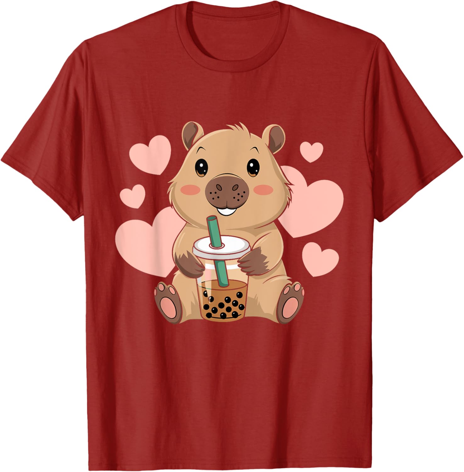 Cute Capybara Boba Tea T-Shirt for Women and Girls - Adorable Bubble Rodent Design - 11